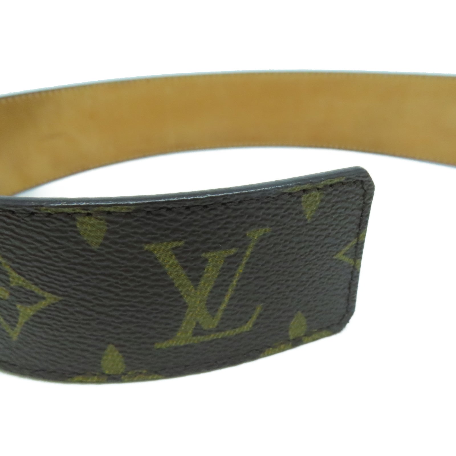 LOUIS VUITTON Monogram Initiales 40mm金扣皮帶啡色