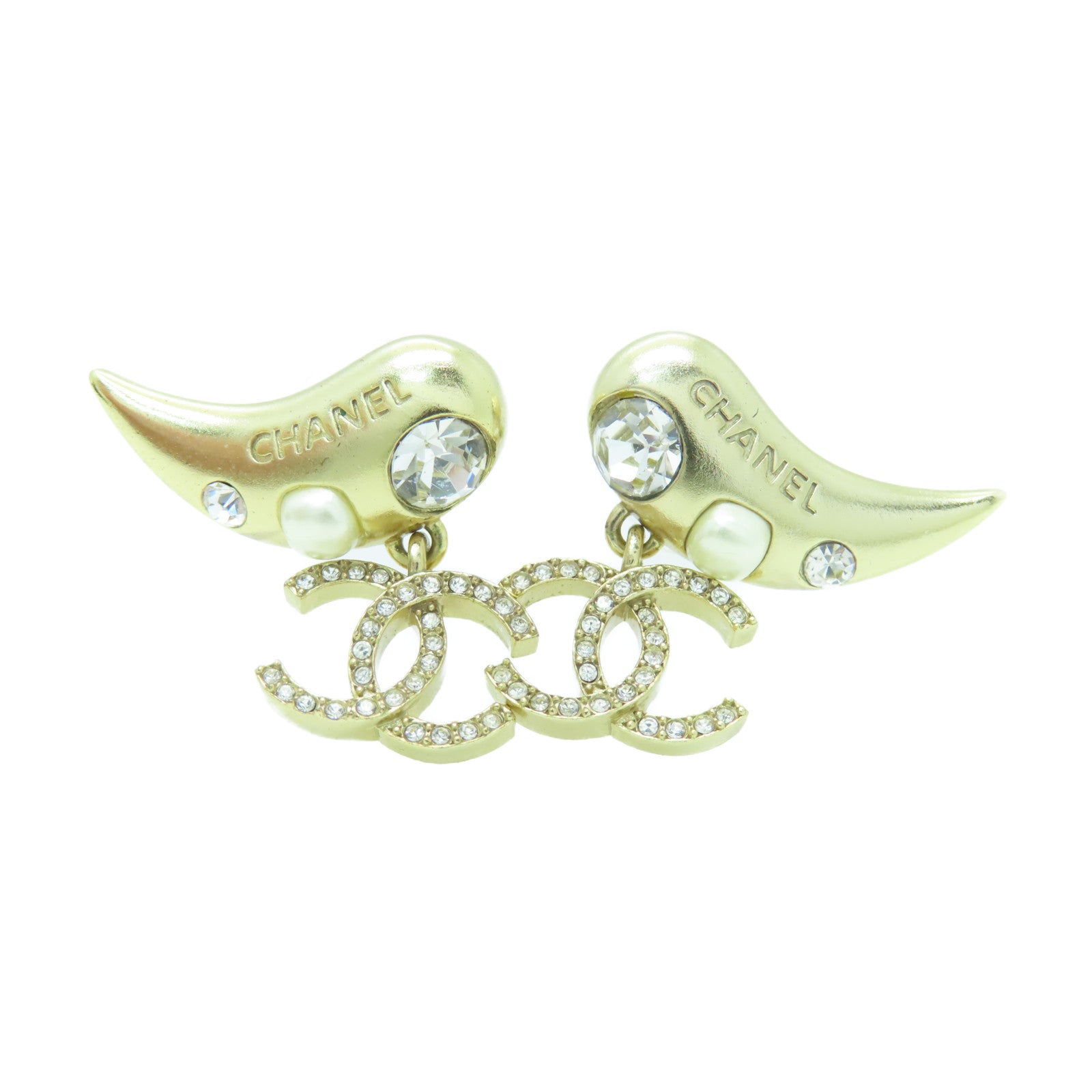 CHANEL 金屬/水晶Earring耳環金色