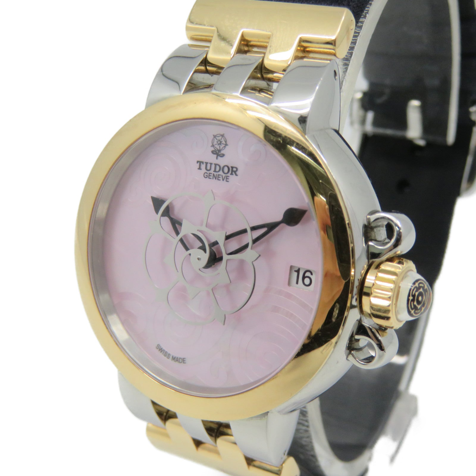 TUDOR CLAIR DE ROSE Watch不鏽鋼/皮革帶自動機芯手錶粉紅色