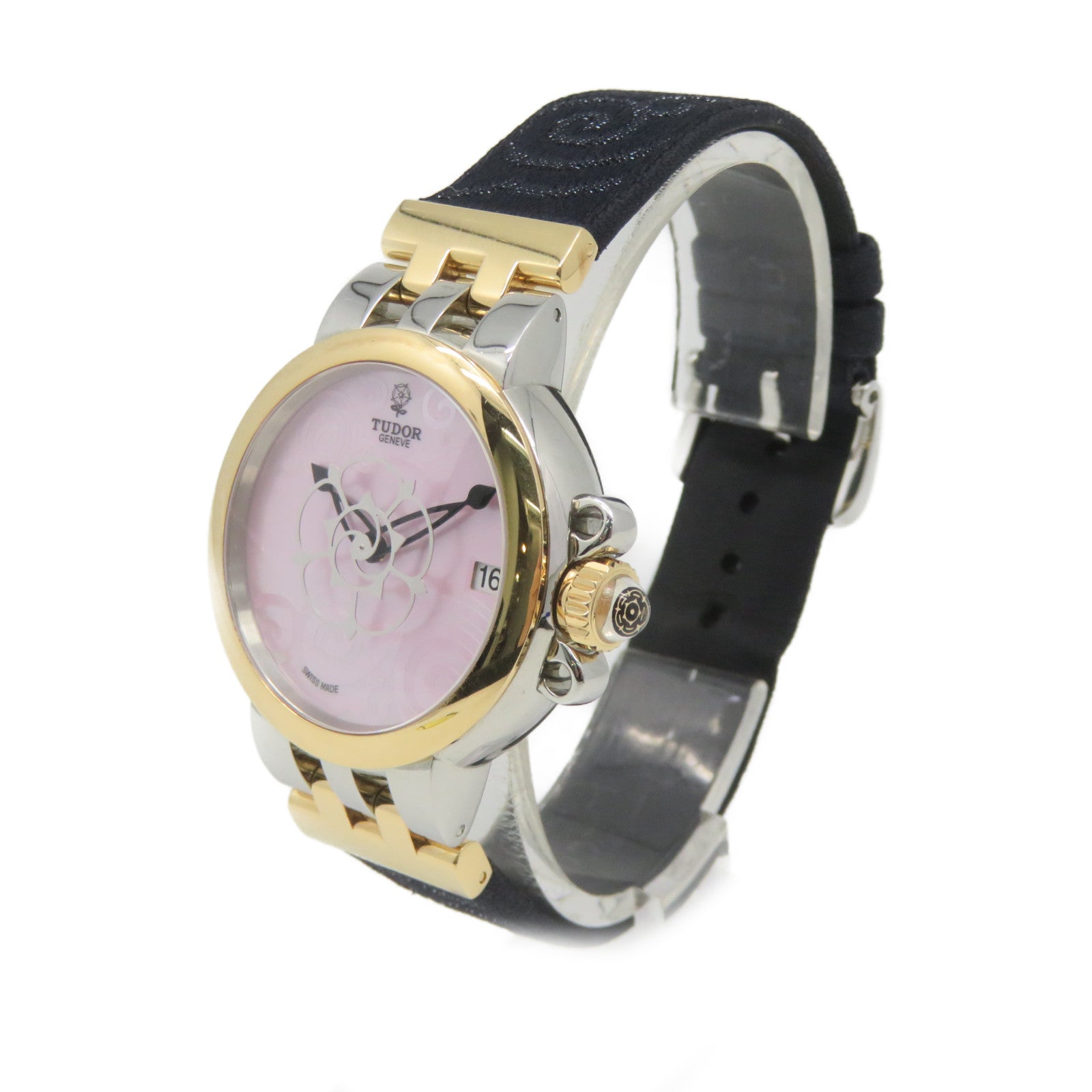 TUDOR CLAIR DE ROSE Watch不鏽鋼/皮革帶自動機芯手錶粉紅色