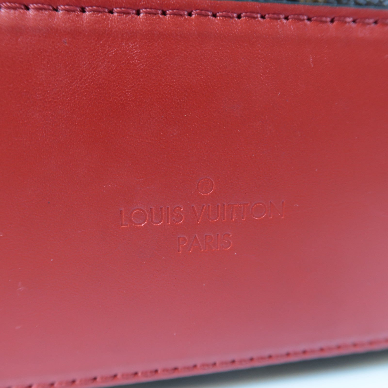 LOUIS VUITTON Monogram Saintonge金扣肩背袋啡色/紅色