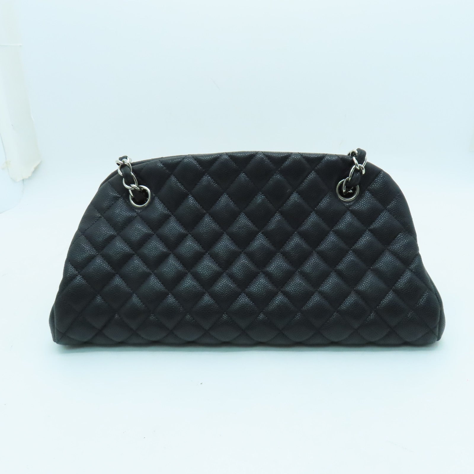 CHANEL cowhide leather Chain Shoulder silver buckle handle shoulder bag black