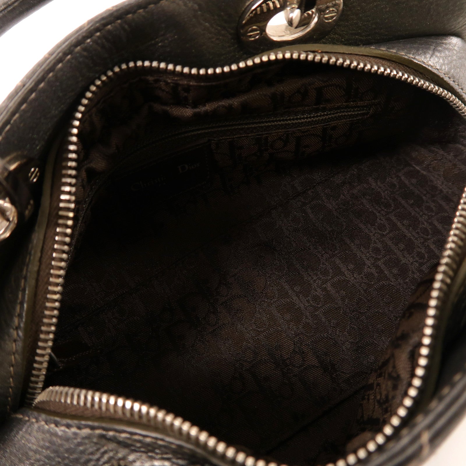 Dior 牛皮皮革Handbag銀扣手挽袋銀色
