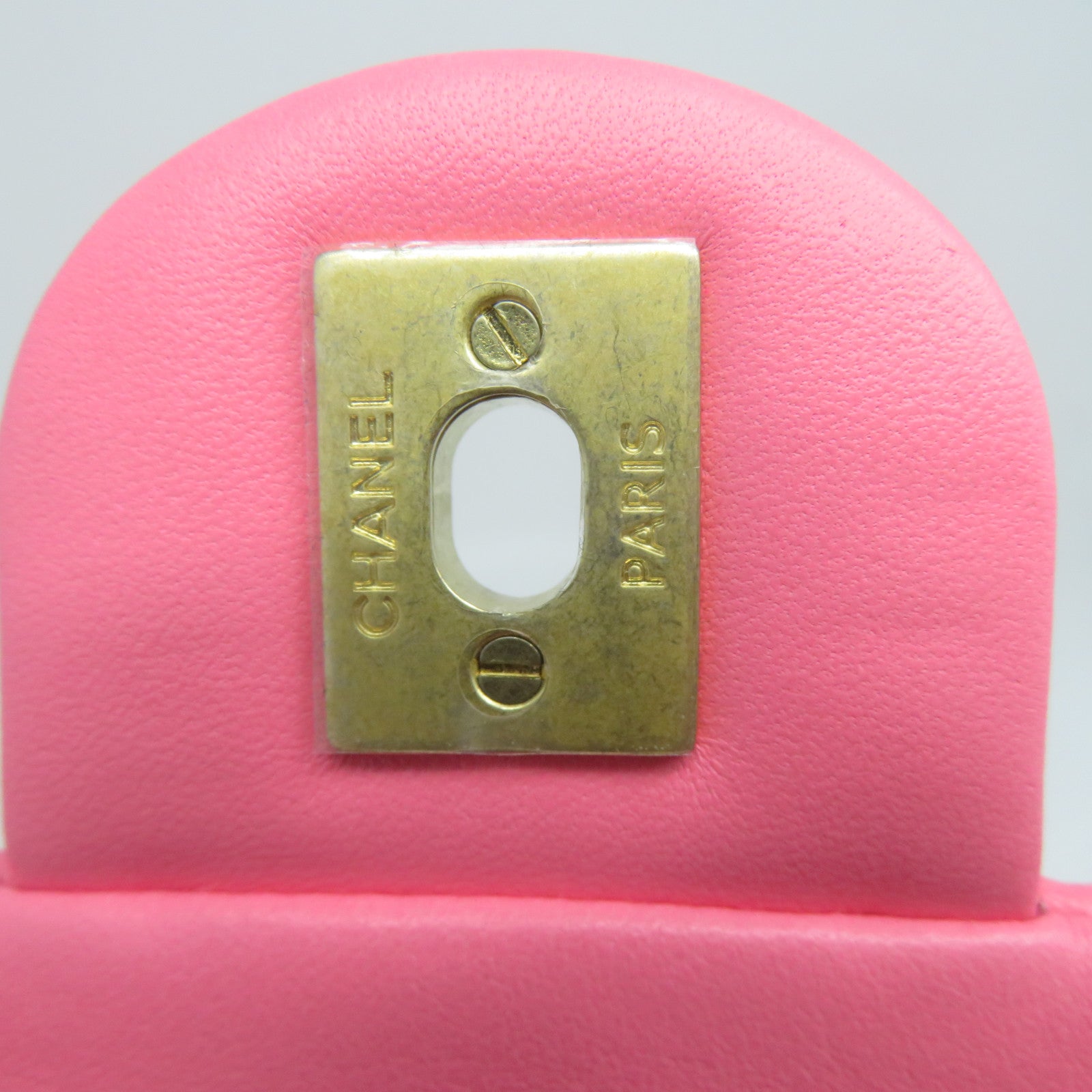 CHANEL 菱格羊皮皮革CF 20金扣鏈帶肩背袋粉紅色