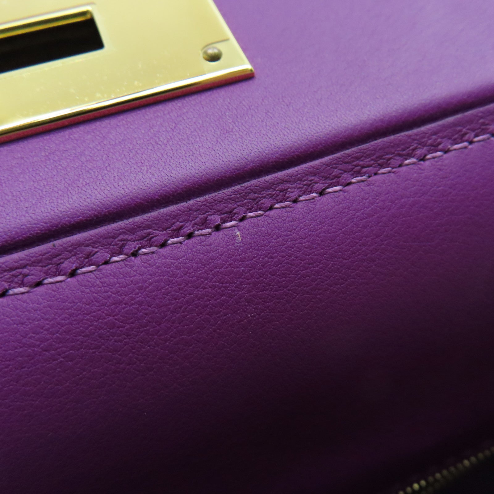HERMES Evercolor皮革24/24 - 29cm手挽肩背两用袋金扣紫色