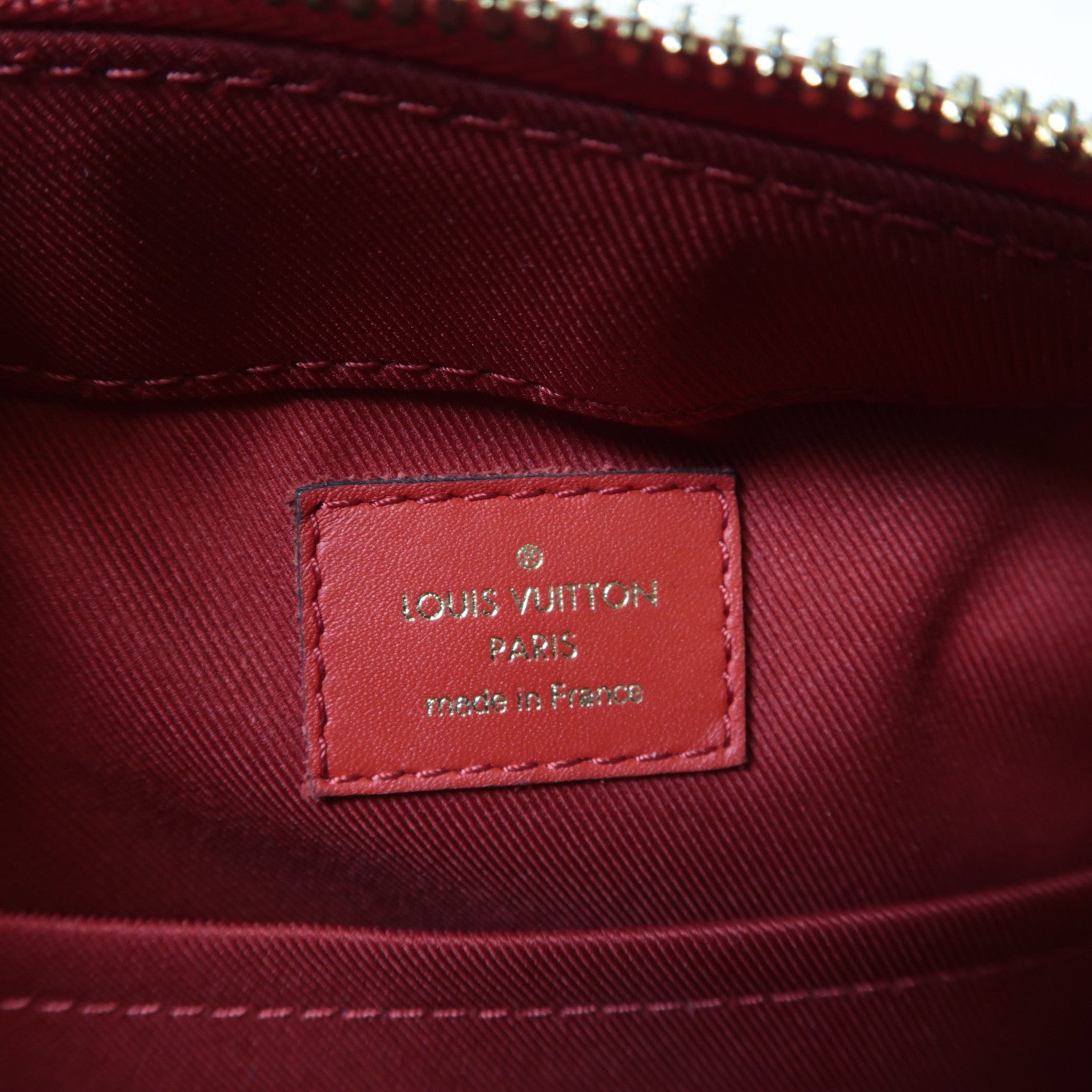LOUIS VUITTON Monogram Saintonge金扣肩背袋啡色/紅色