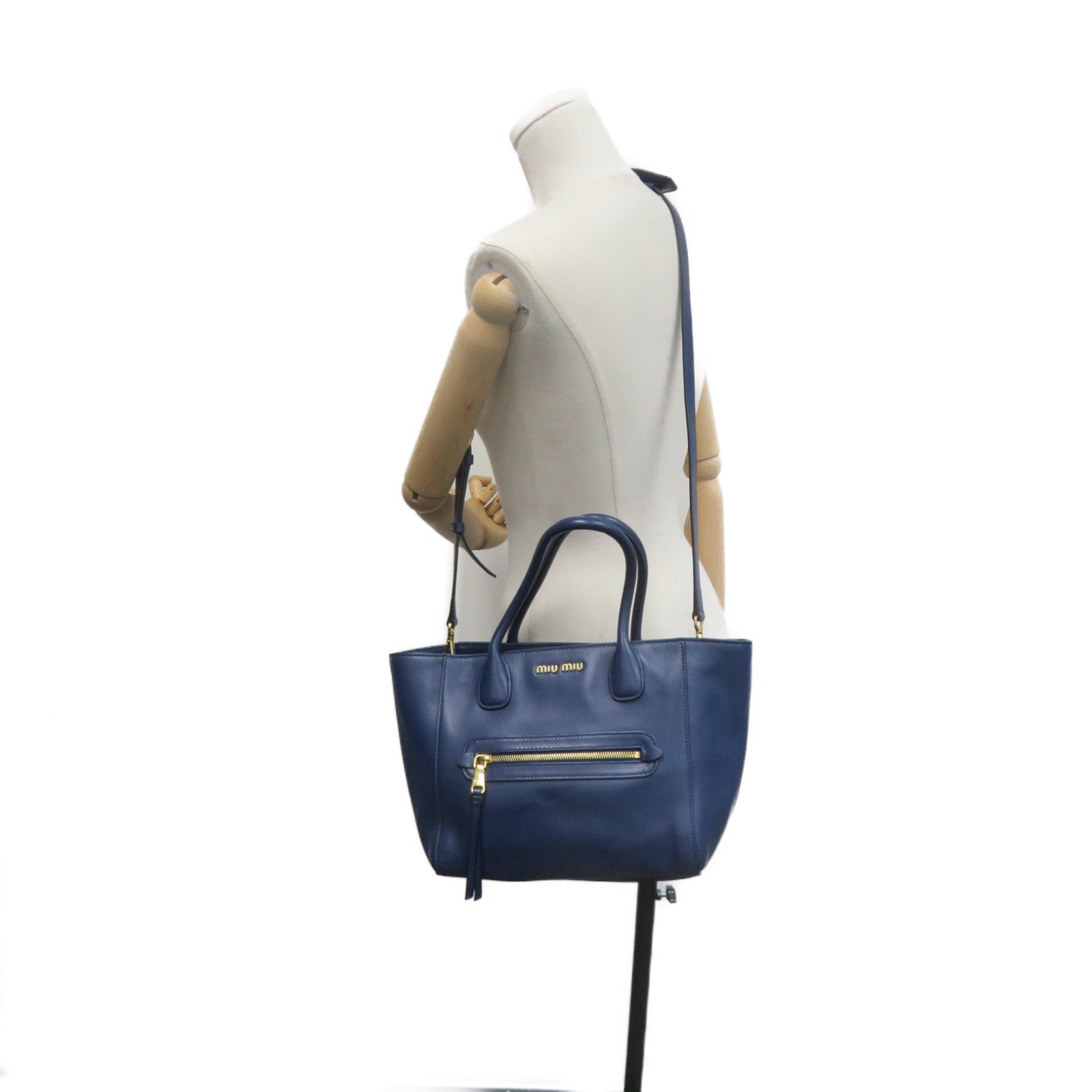 Miu Miu 牛皮皮革2Way Shoulder Bag手挽肩背两用袋蓝色