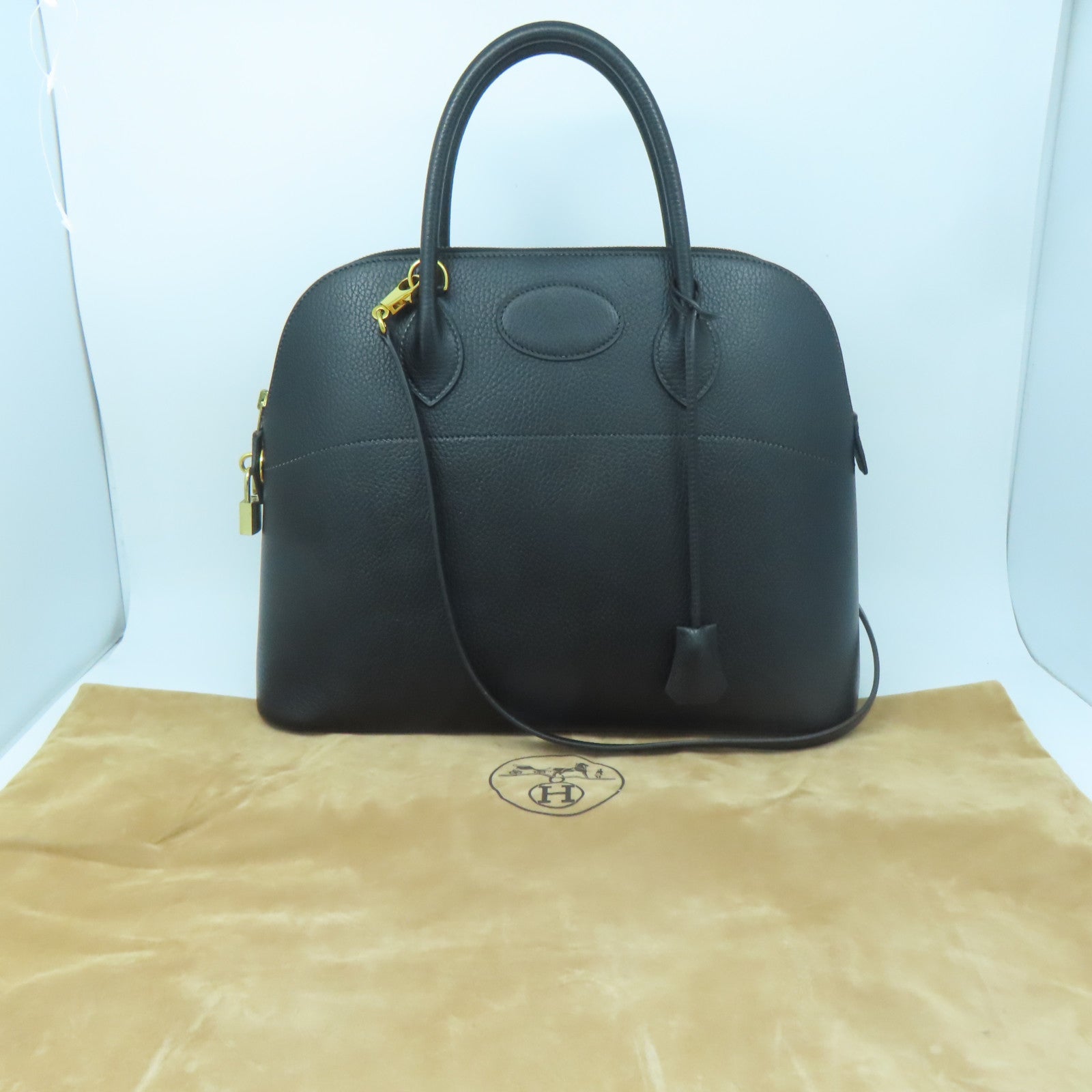 HERMES 【激減優惠】Ardennes皮革Bolide 37金扣手挽肩背兩用袋黑色
