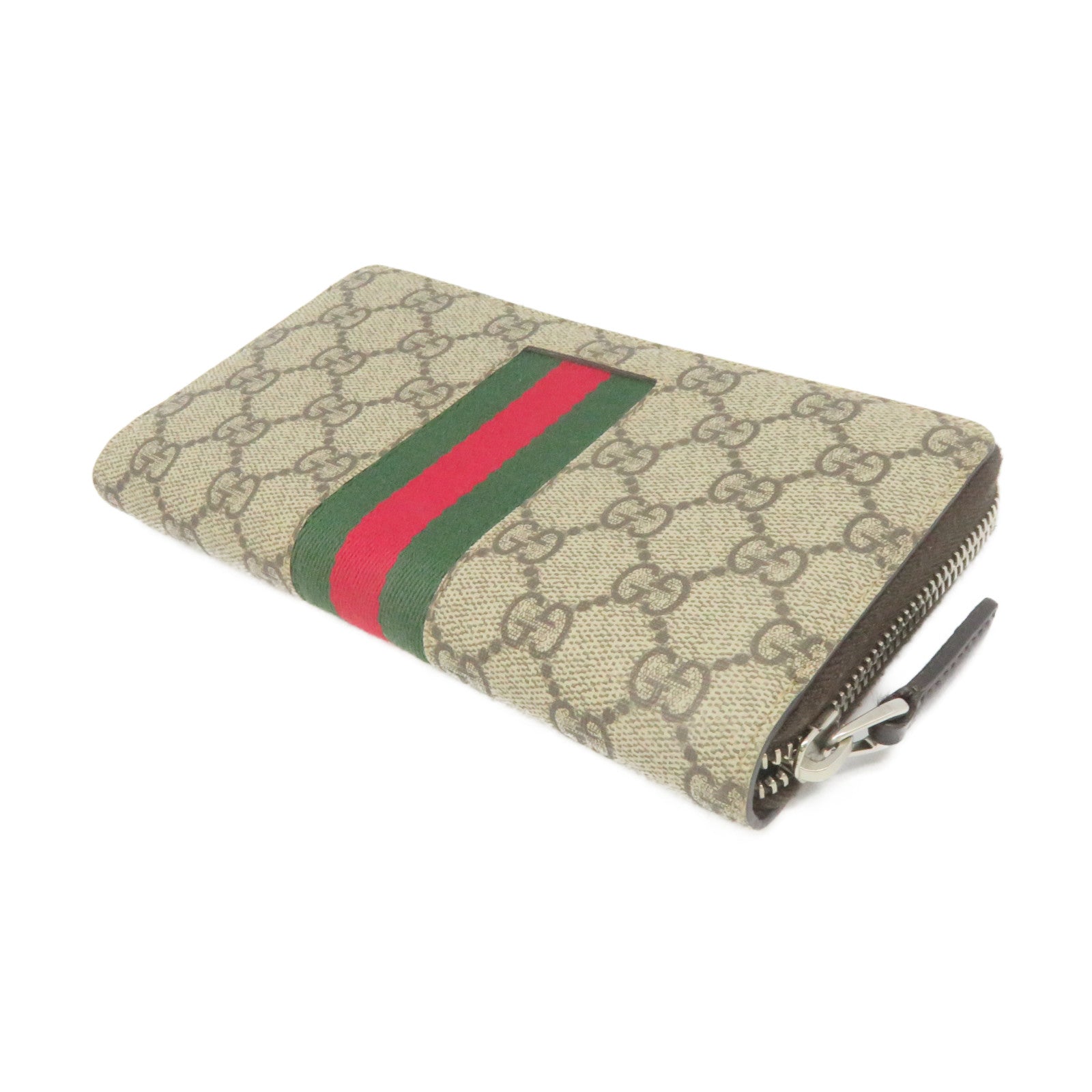 GUCCI 涂层帆布Long Zip Wallet拉链长钱包啡色