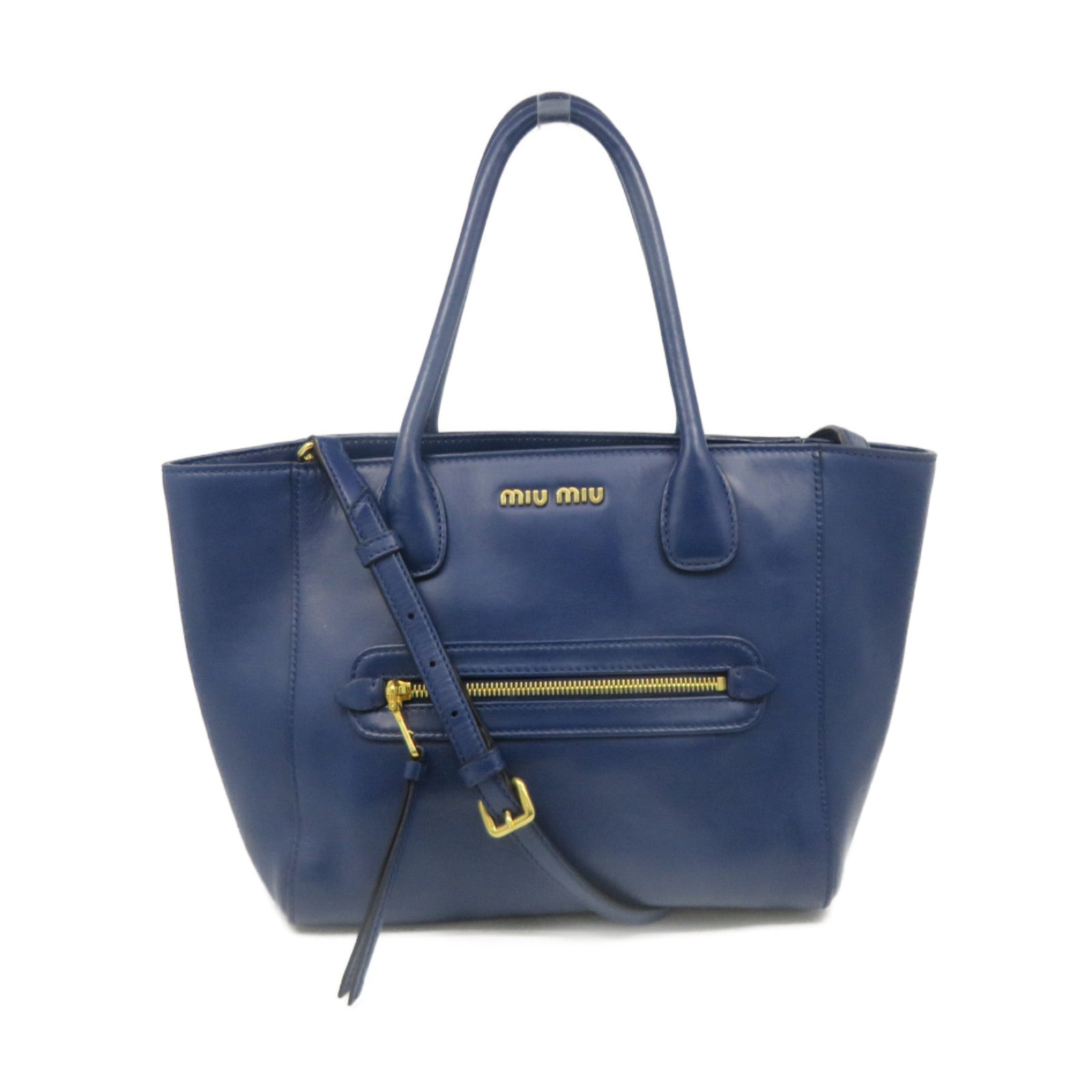 Miu Miu 牛皮皮革2Way Shoulder Bag手挽肩背两用袋蓝色