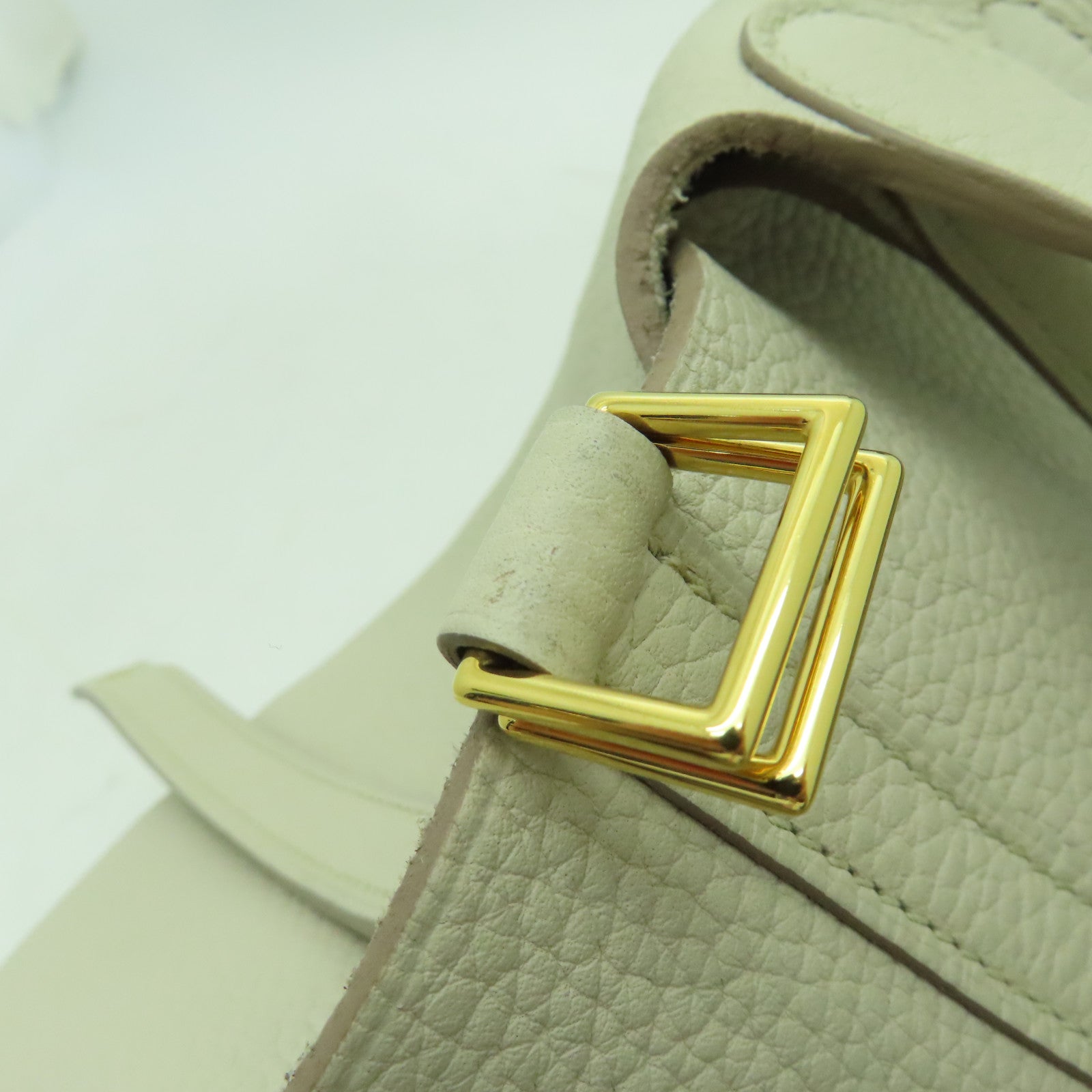 HERMES Clemence皮革Picotin MM金扣手挽袋白色