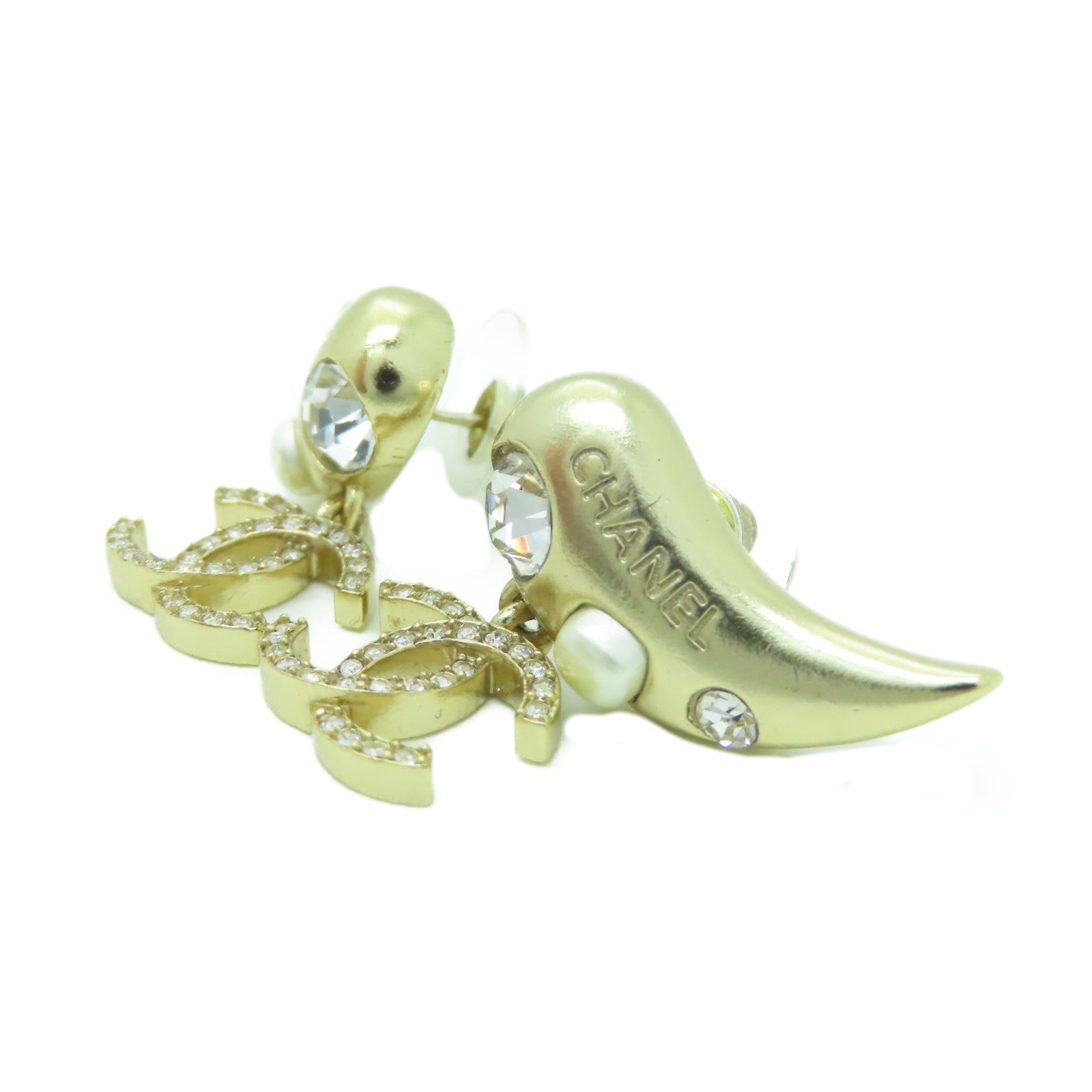 CHANEL 金屬/水晶Earring耳環金色