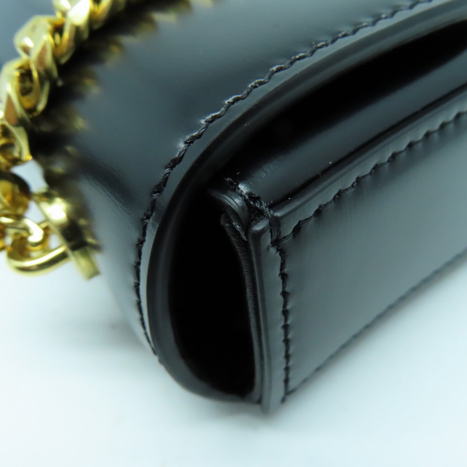 CELINE 牛皮皮革Chain Shoulder Bag金扣肩背袋黑色
