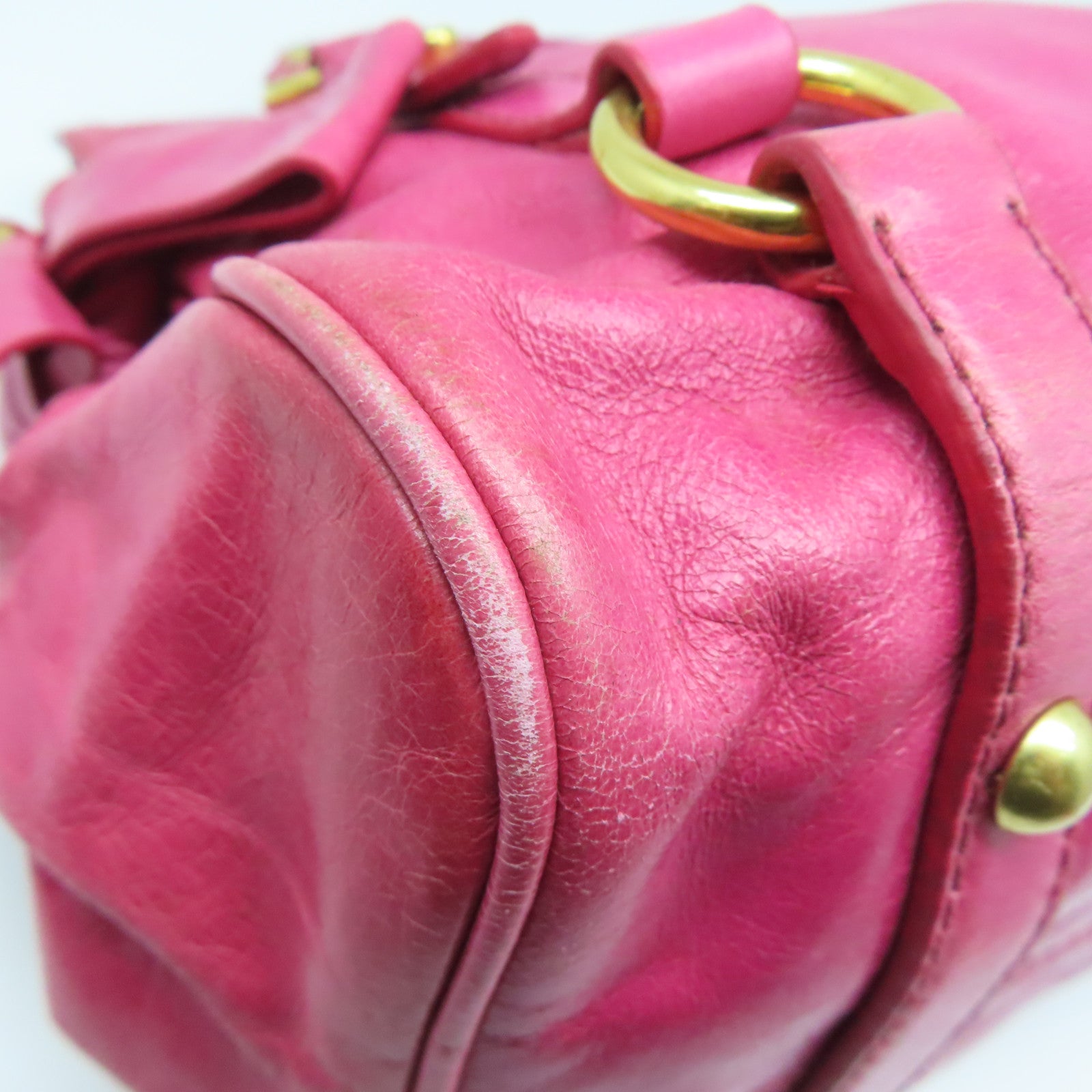 Miu Miu 牛皮皮革2 Way Shoulder Bag金扣手挽肩背兩用袋粉紅色