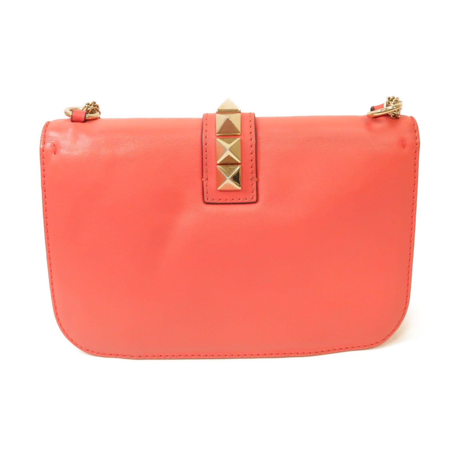 Valentino 牛皮皮革Chain Shoulder Bag金扣鏈帶肩背袋粉紅色