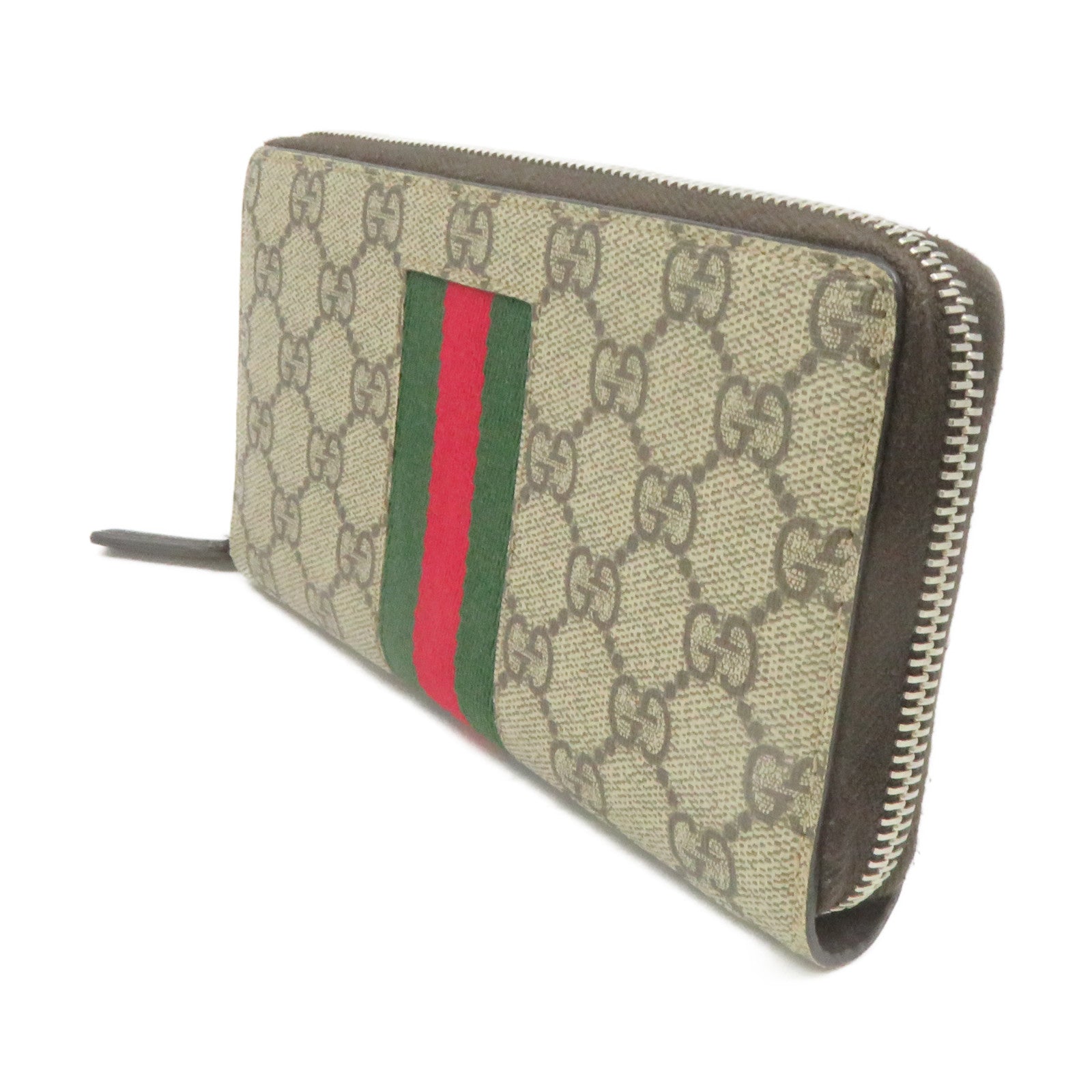 GUCCI 涂层帆布Long Zip Wallet拉链长钱包啡色