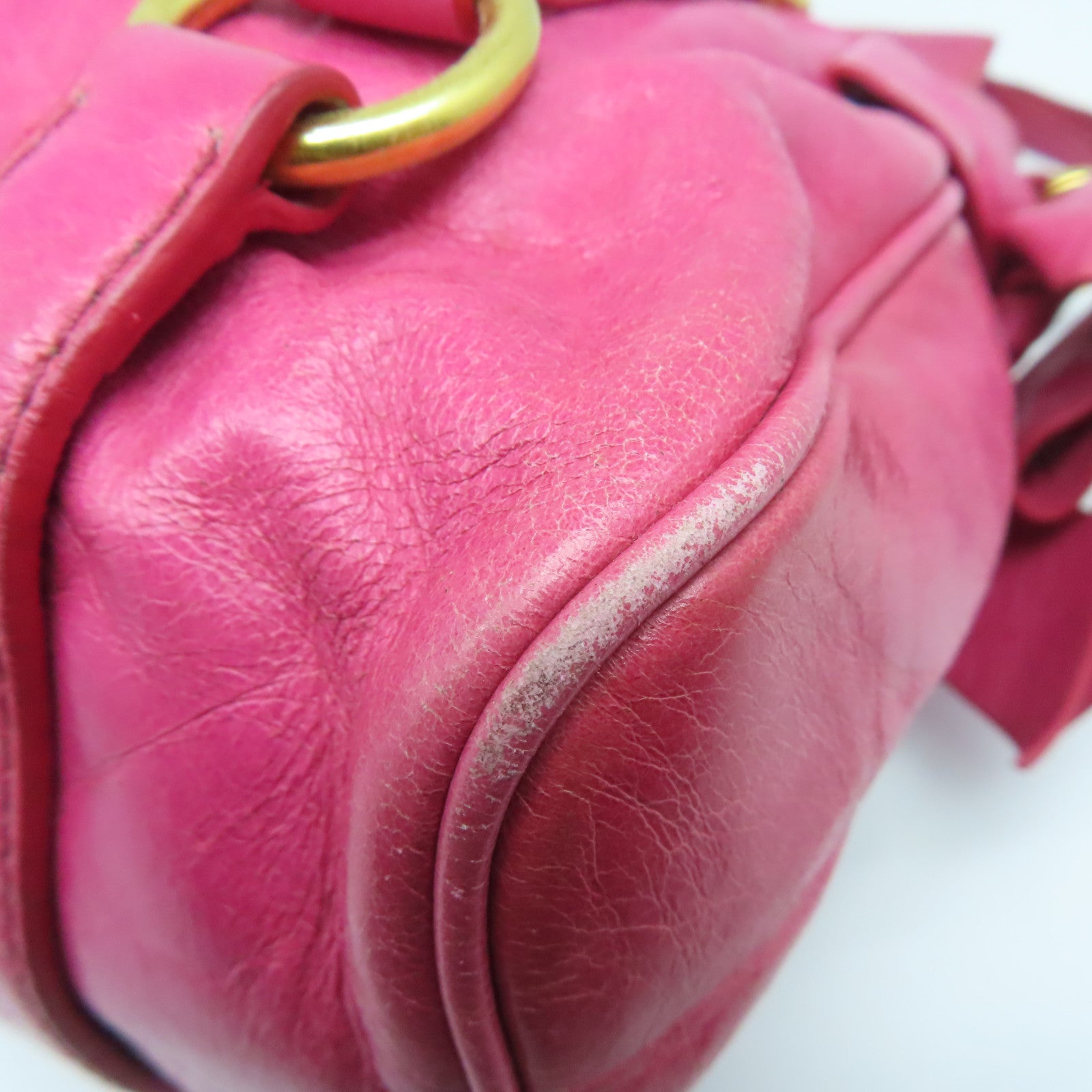 Miu Miu 牛皮皮革2 Way Shoulder Bag金扣手挽肩背兩用袋粉紅色