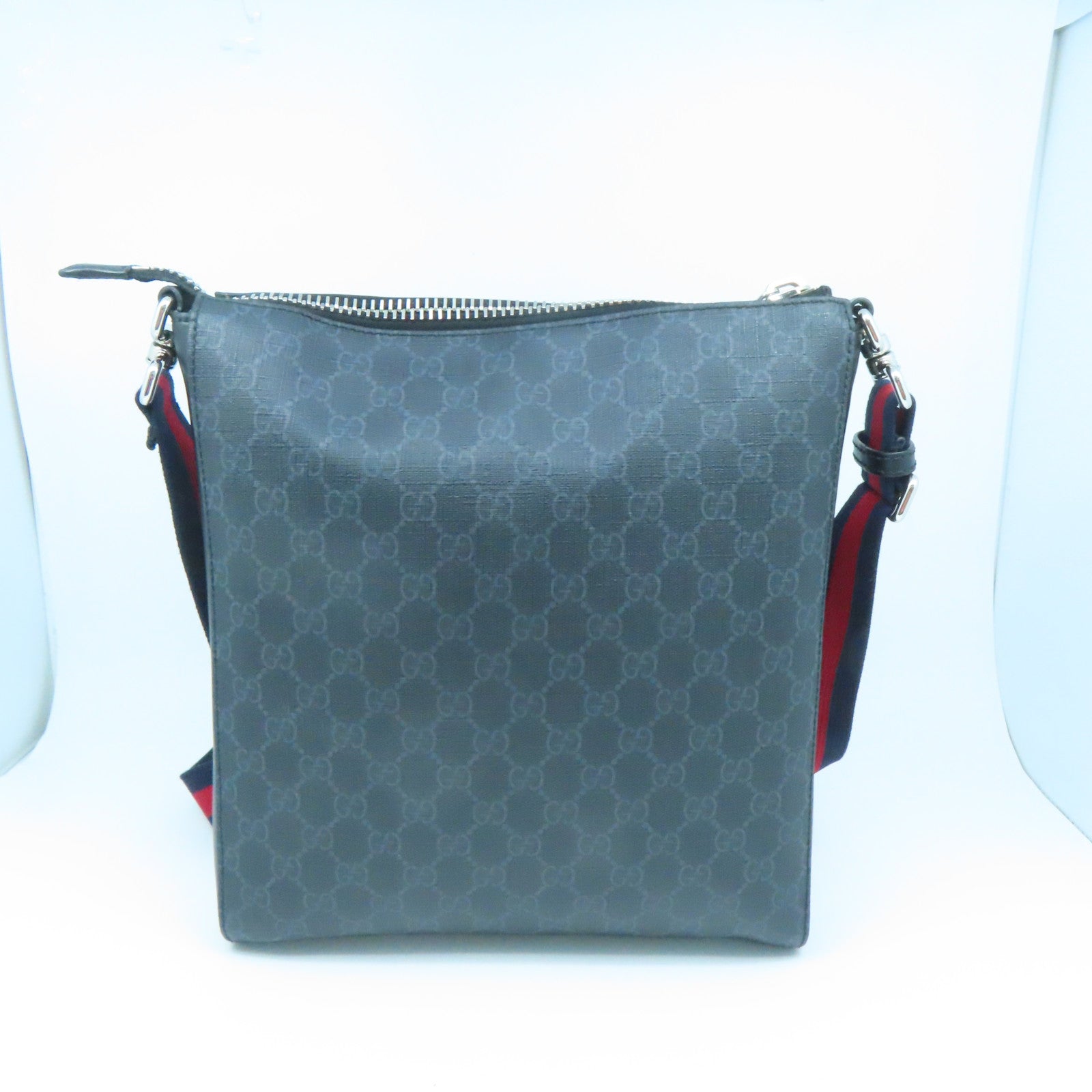 GUCCI 涂层帆布Shoulder Bag银扣肩背袋黑色