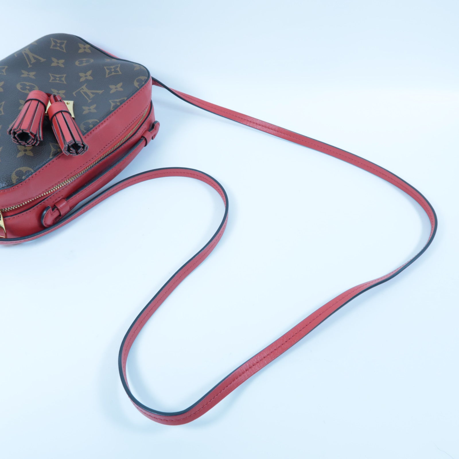LOUIS VUITTON Monogram Saintonge金扣肩背袋啡色/紅色