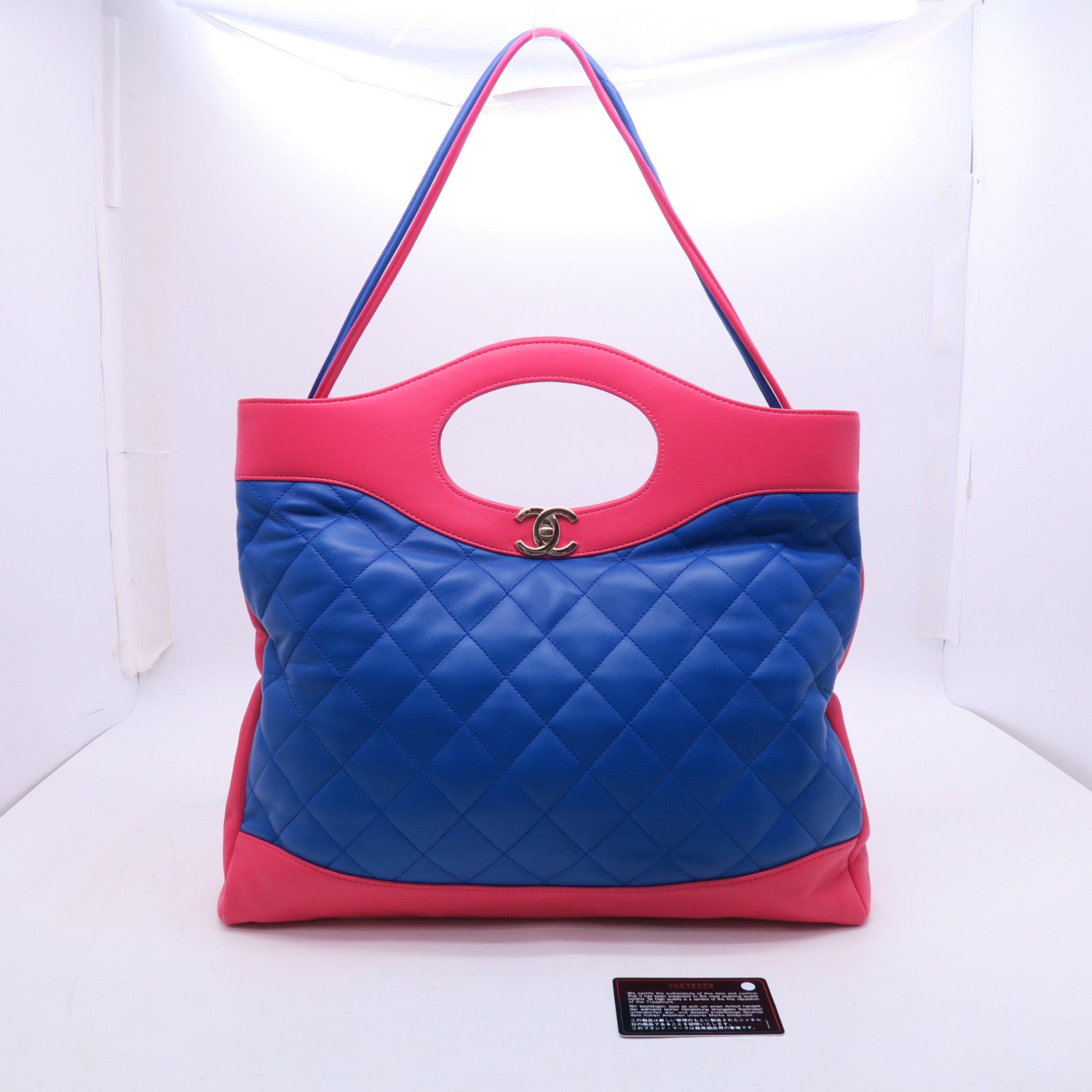 CHANEL 羊皮皮革Chanel 31 Bag金扣手挽肩背兩用袋藍色/紅色