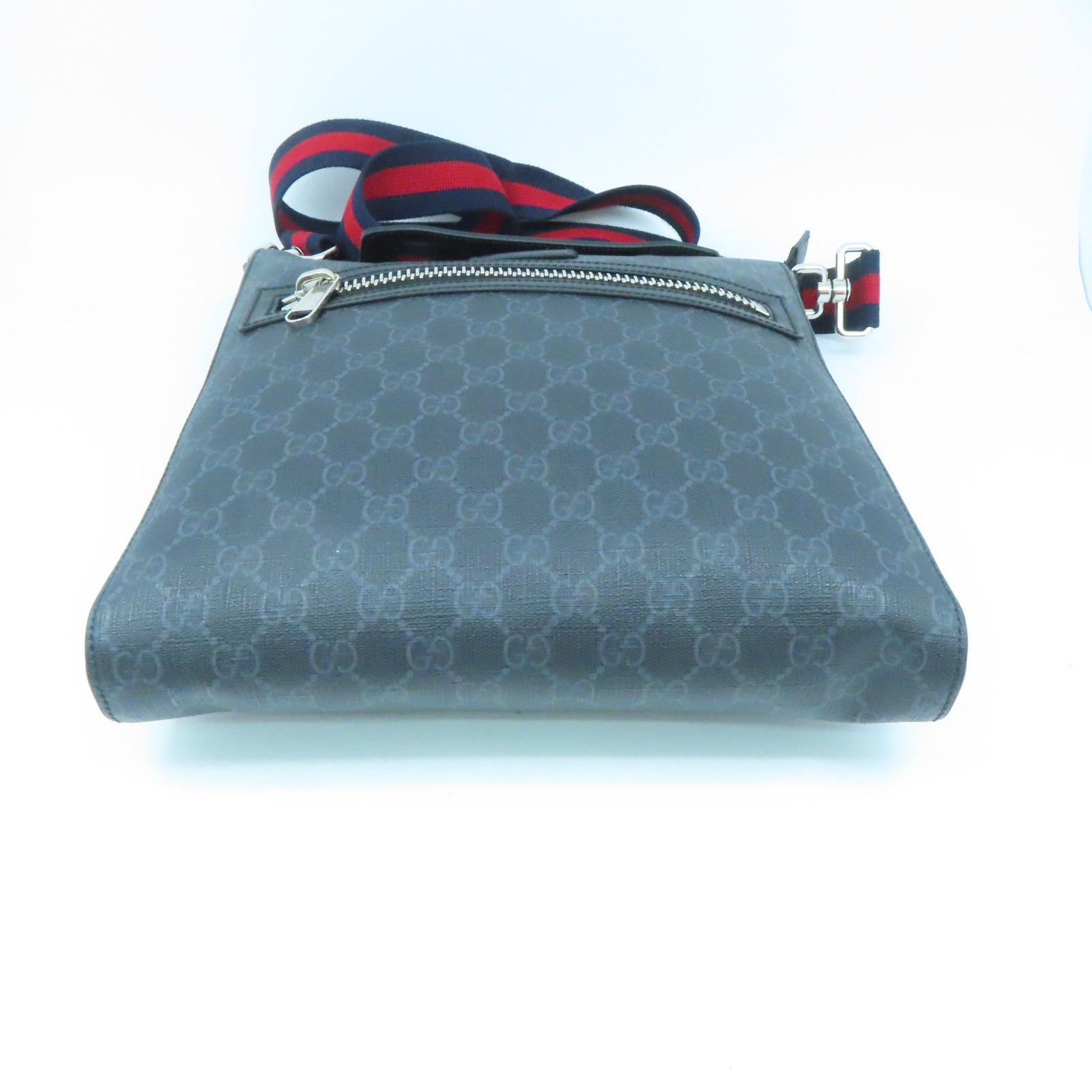 GUCCI 涂层帆布Shoulder Bag银扣肩背袋黑色