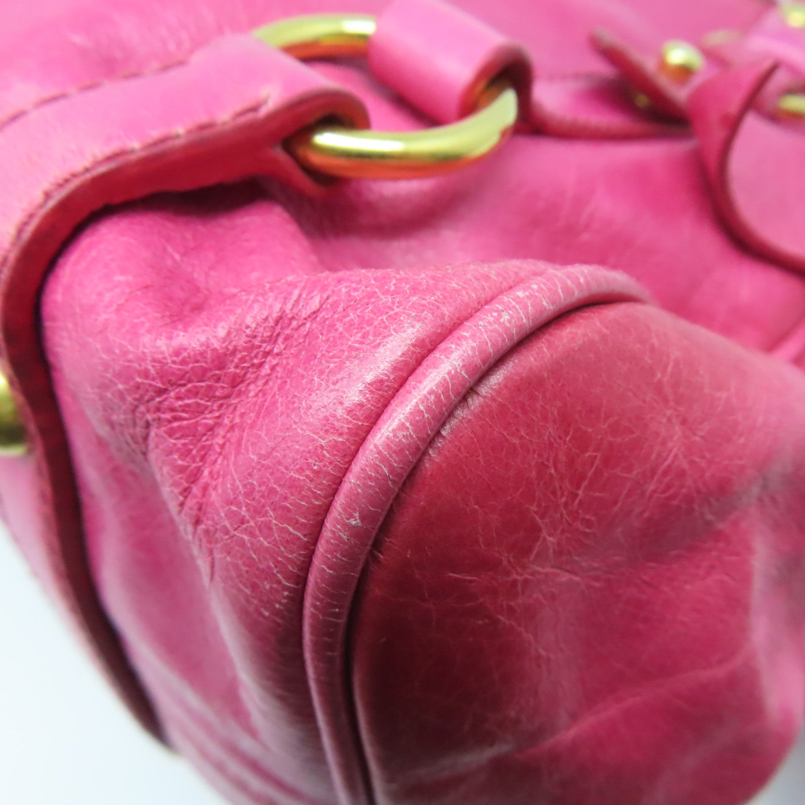 Miu Miu 牛皮皮革2 Way Shoulder Bag金扣手挽肩背兩用袋粉紅色