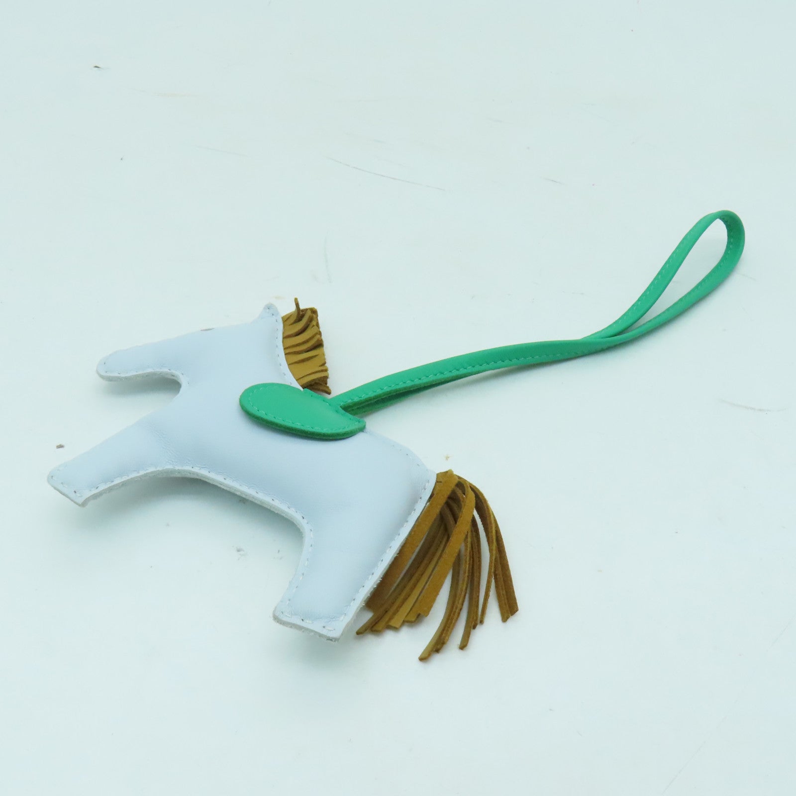 HERMES 皮革Rodeo Charm掛飾淺藍色綠色
