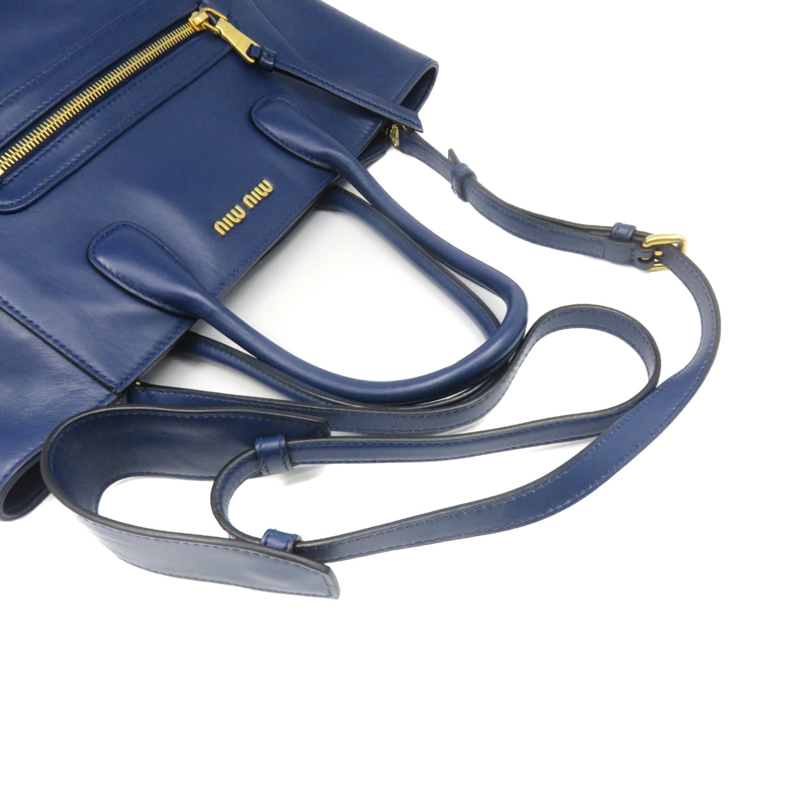 Miu Miu 牛皮皮革2Way Shoulder Bag手挽肩背两用袋蓝色