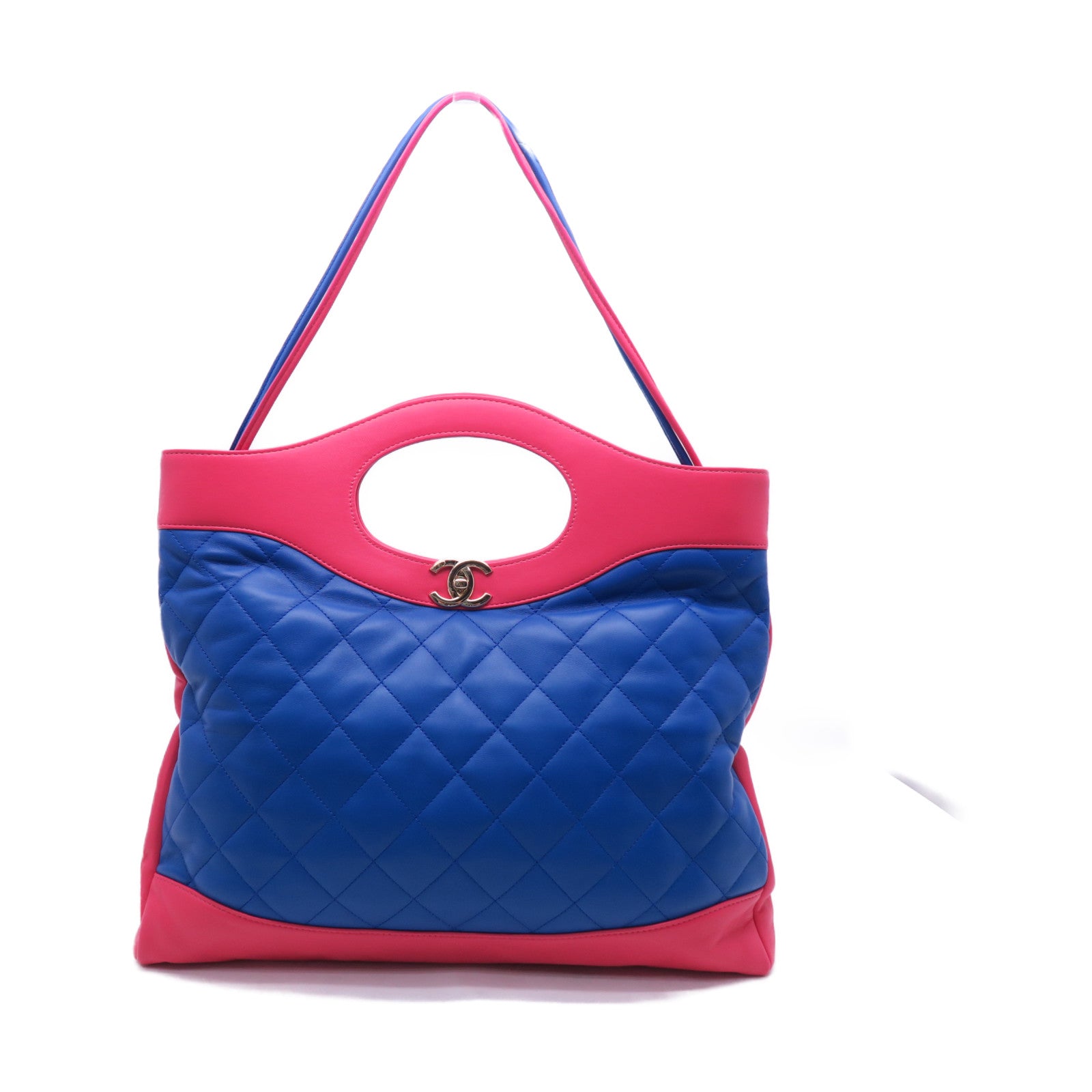 CHANEL 羊皮皮革Chanel 31 Bag金扣手挽肩背兩用袋藍色/紅色