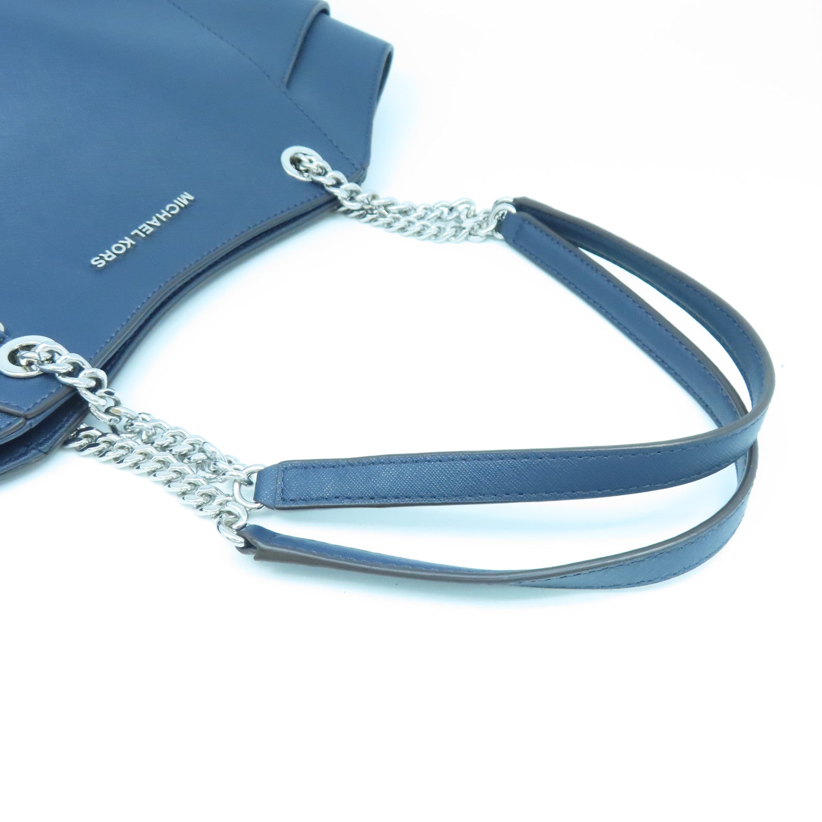 Michael Kors cowhide leather Shoulder Bag silver buckle shoulder bag dark blue