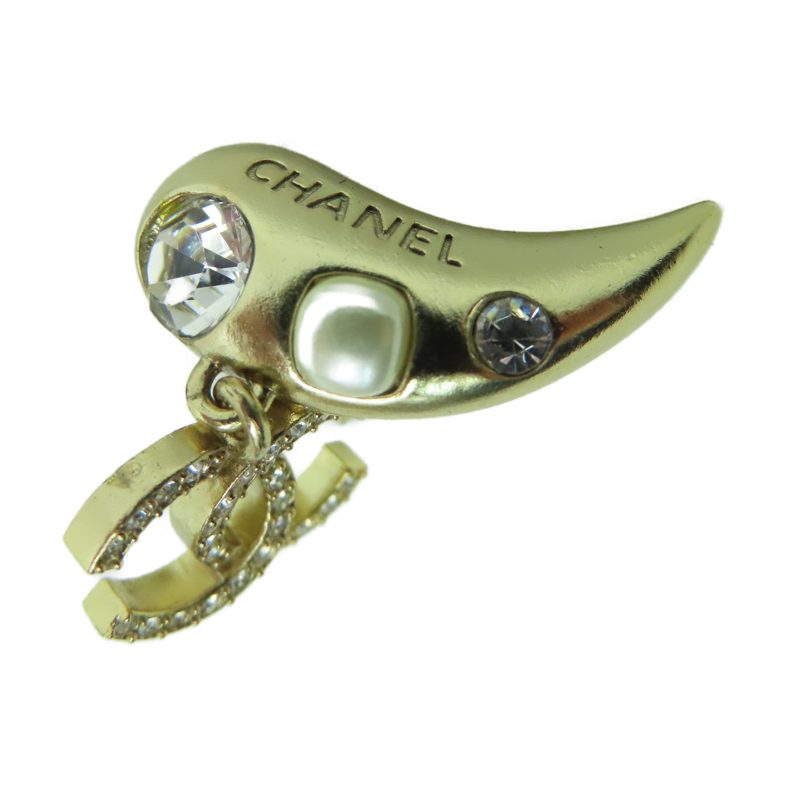 CHANEL 金屬/水晶Earring耳環金色