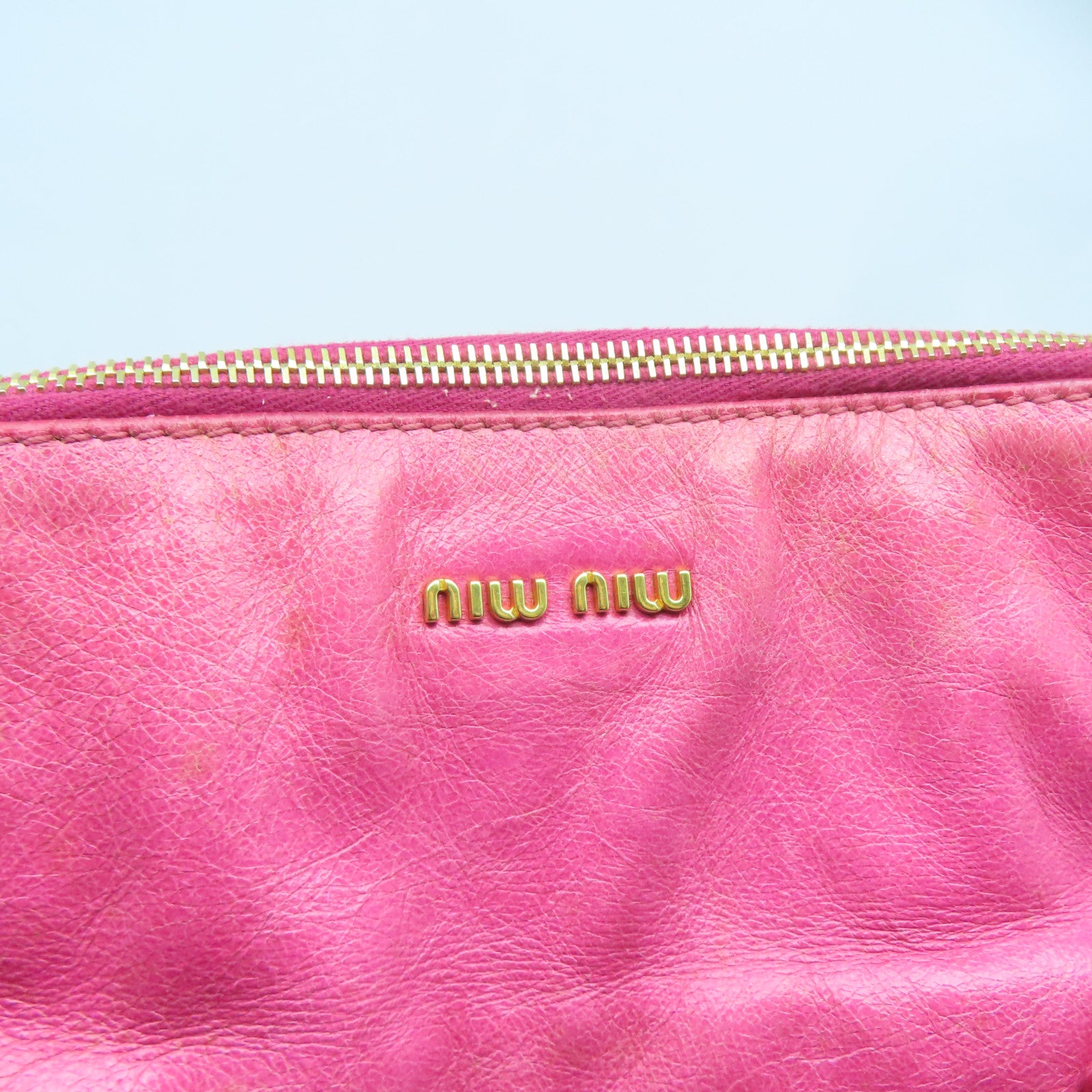 Miu Miu 牛皮皮革2 Way Shoulder Bag金扣手挽肩背兩用袋粉紅色