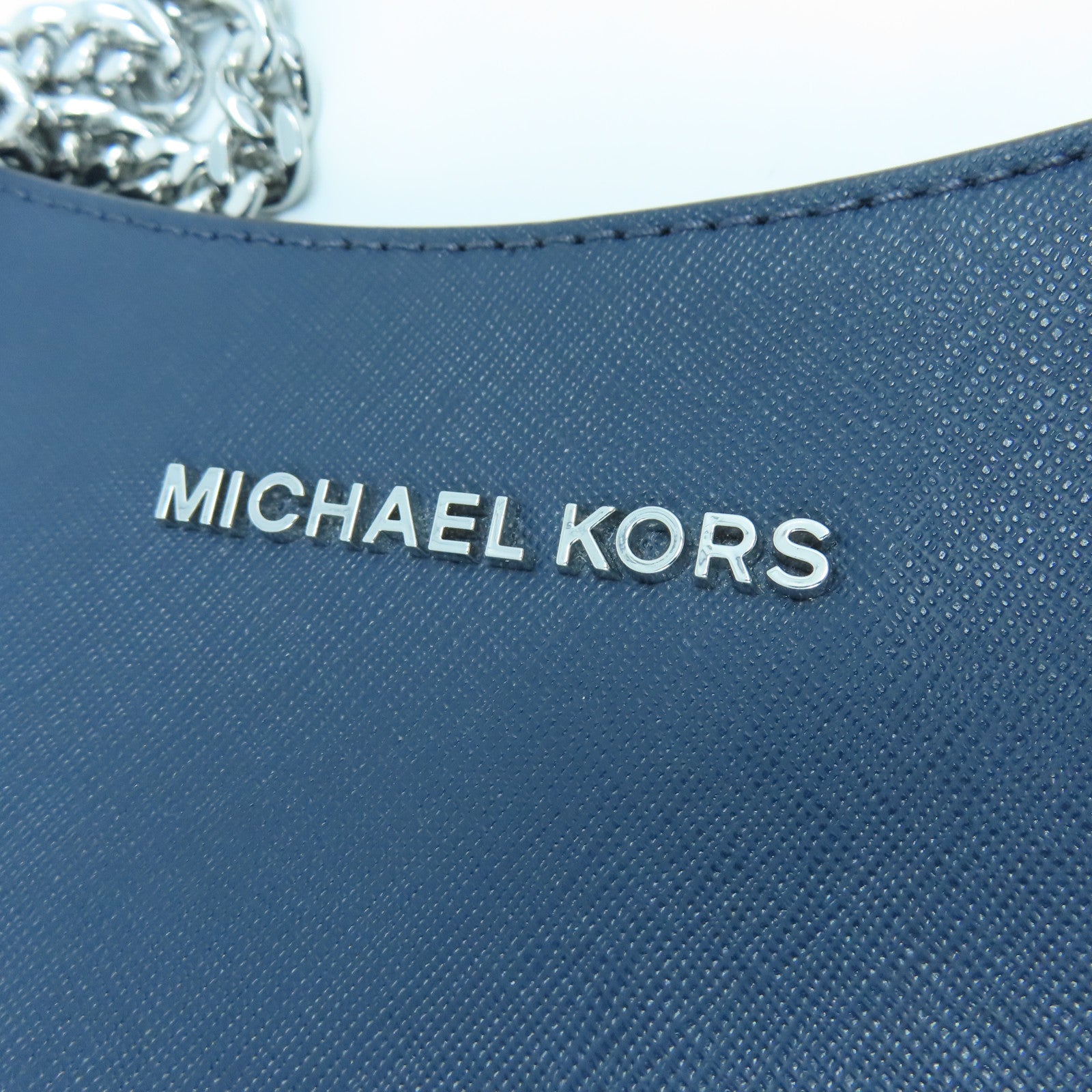 Michael Kors cowhide leather Shoulder Bag silver buckle shoulder bag dark blue