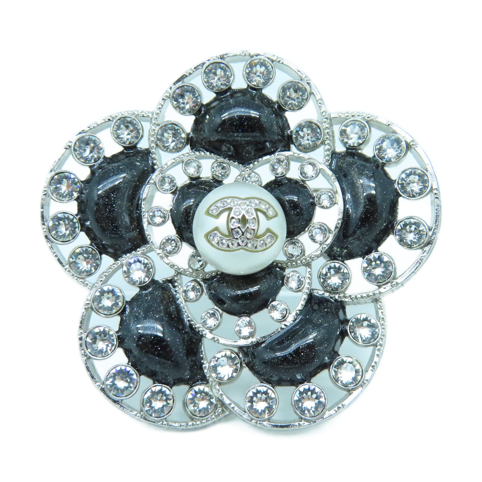 CHANEL 水晶/金屬Brooch胸針黑色