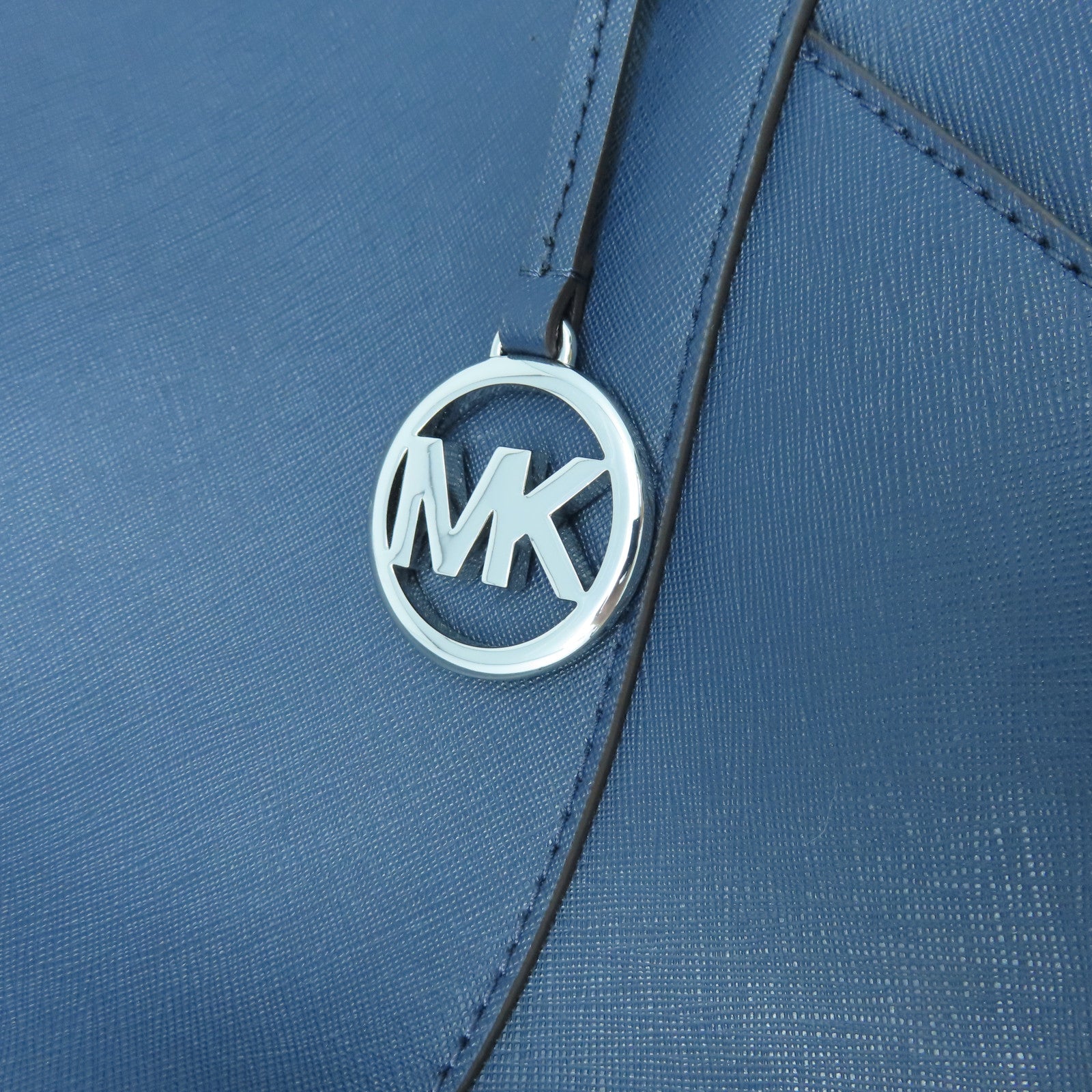 Michael Kors cowhide leather Shoulder Bag silver buckle shoulder bag dark blue
