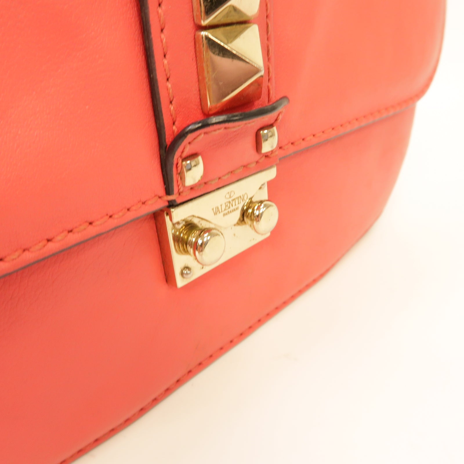 Valentino 牛皮皮革Chain Shoulder Bag金扣鏈帶肩背袋粉紅色