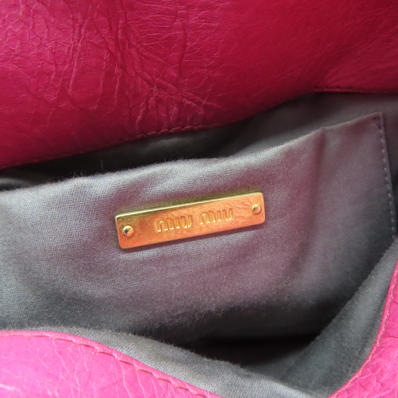 Miu Miu 牛皮皮革2 Way Shoulder Bag金扣手挽肩背兩用袋粉紅色