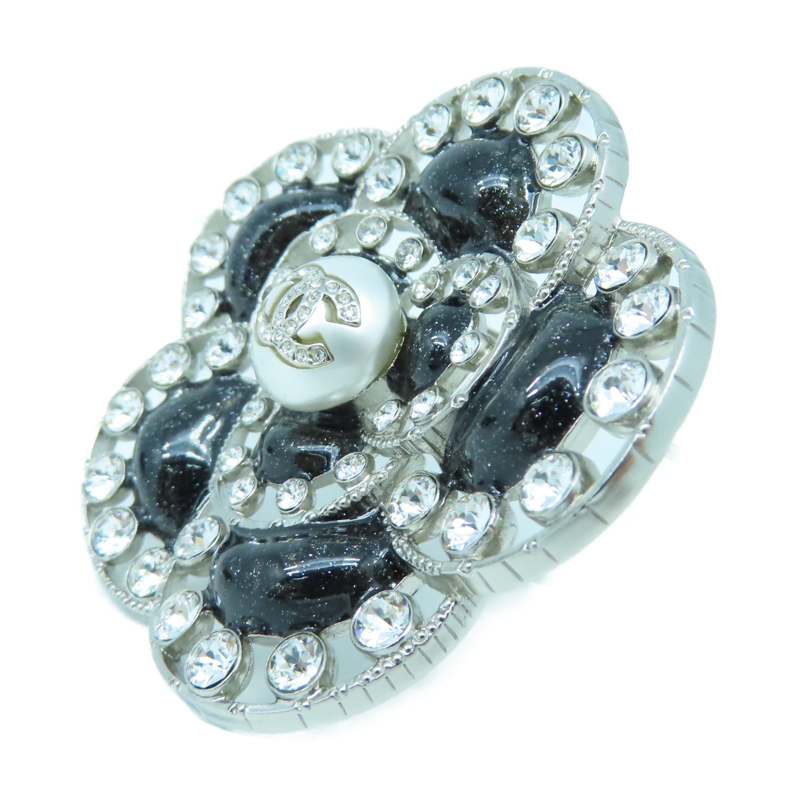 CHANEL 水晶/金屬Brooch胸針黑色
