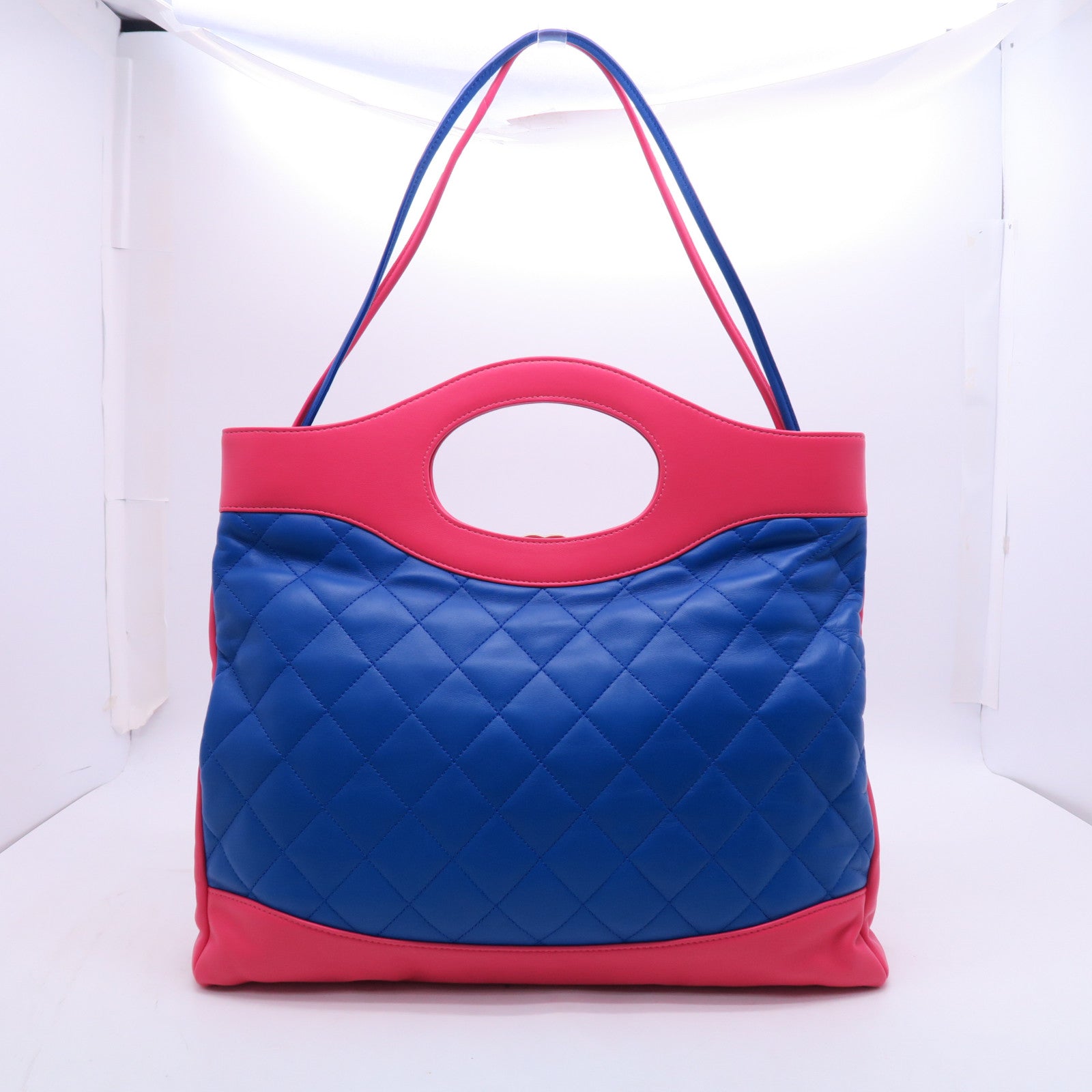 CHANEL 羊皮皮革Chanel 31 Bag金扣手挽肩背兩用袋藍色/紅色