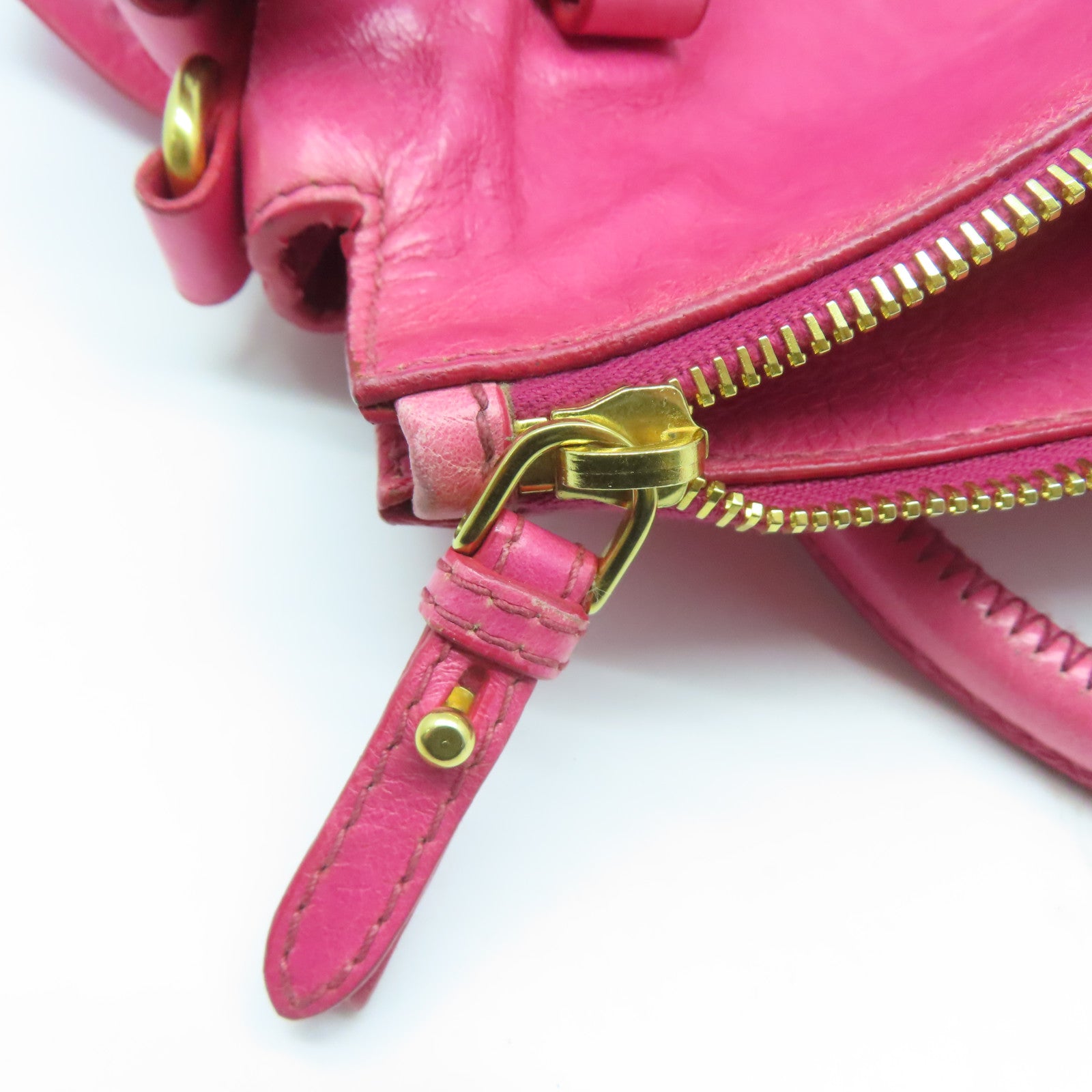 Miu Miu 牛皮皮革2 Way Shoulder Bag金扣手挽肩背兩用袋粉紅色