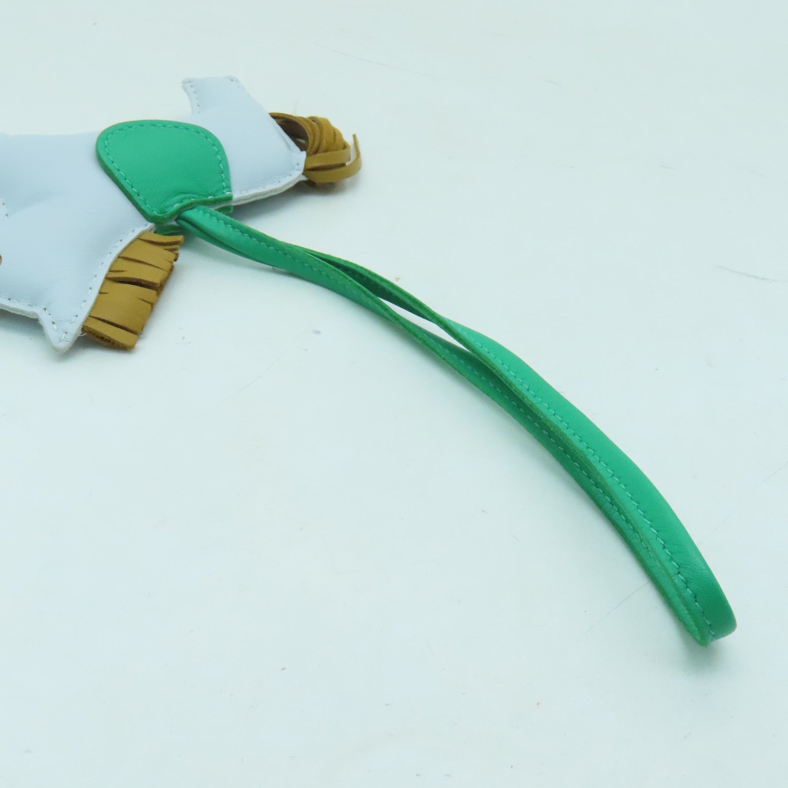 HERMES 皮革Rodeo Charm掛飾淺藍色綠色