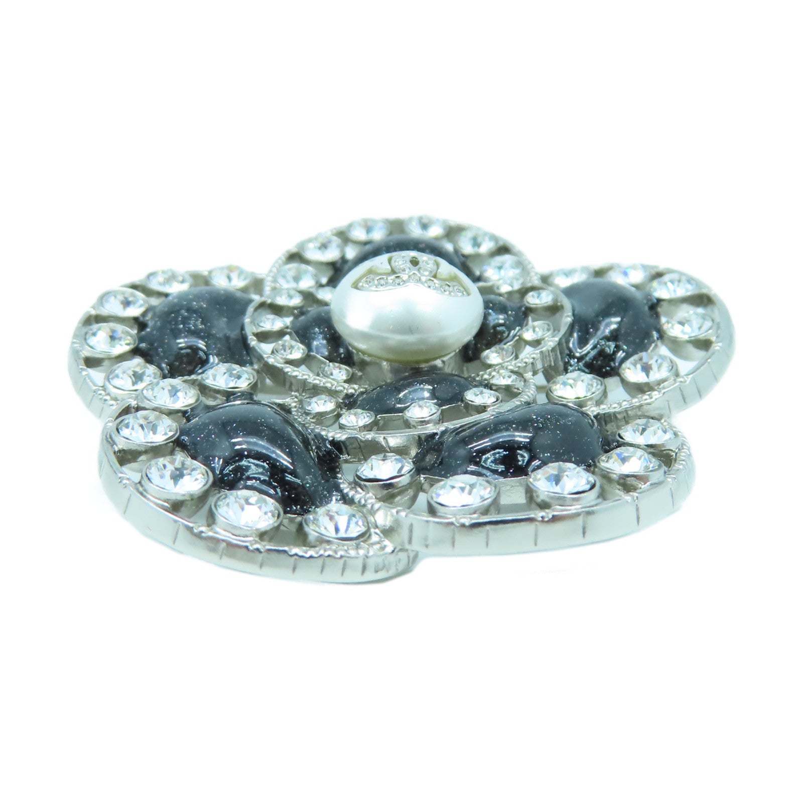 CHANEL 水晶/金屬Brooch胸針黑色