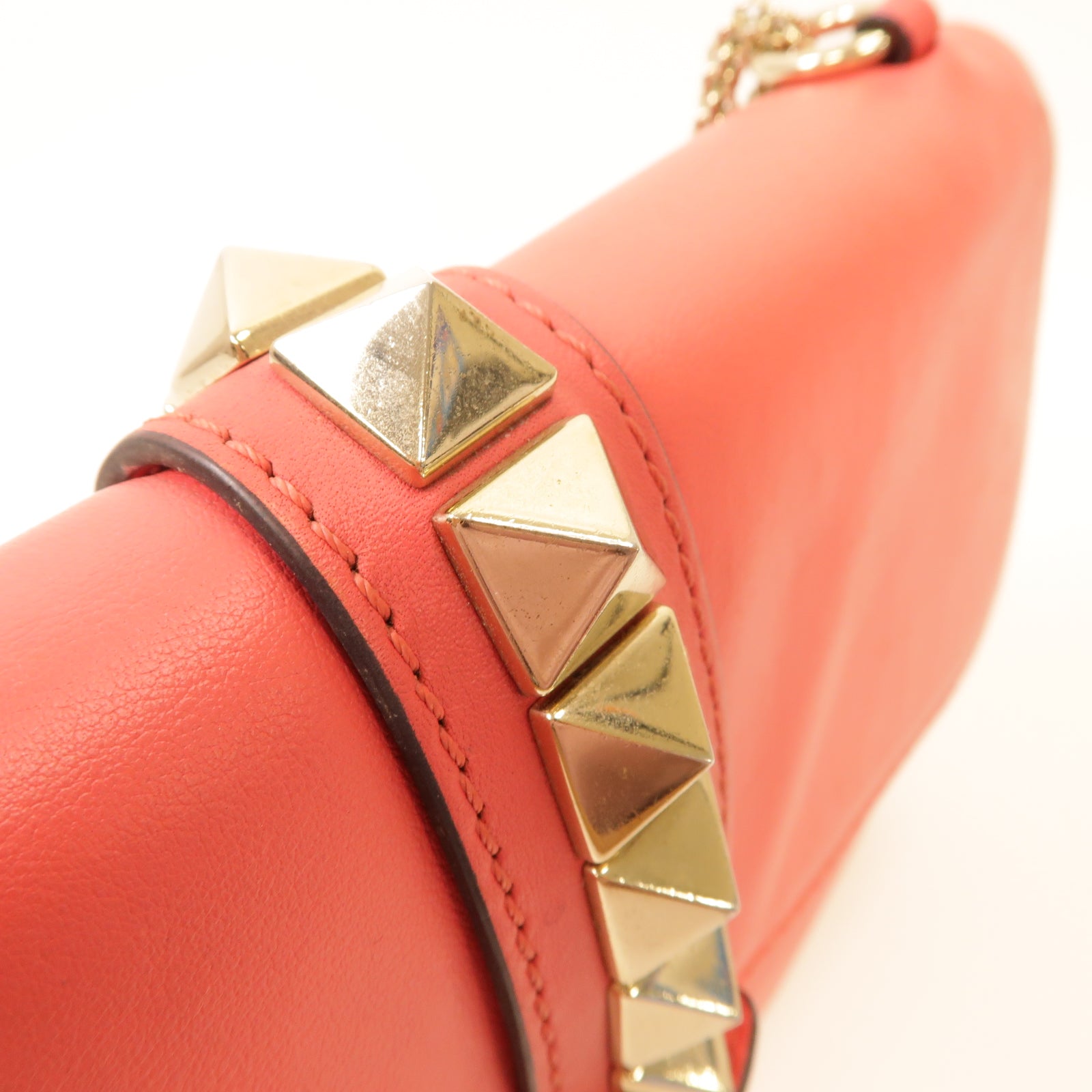 Valentino 牛皮皮革Chain Shoulder Bag金扣鏈帶肩背袋粉紅色