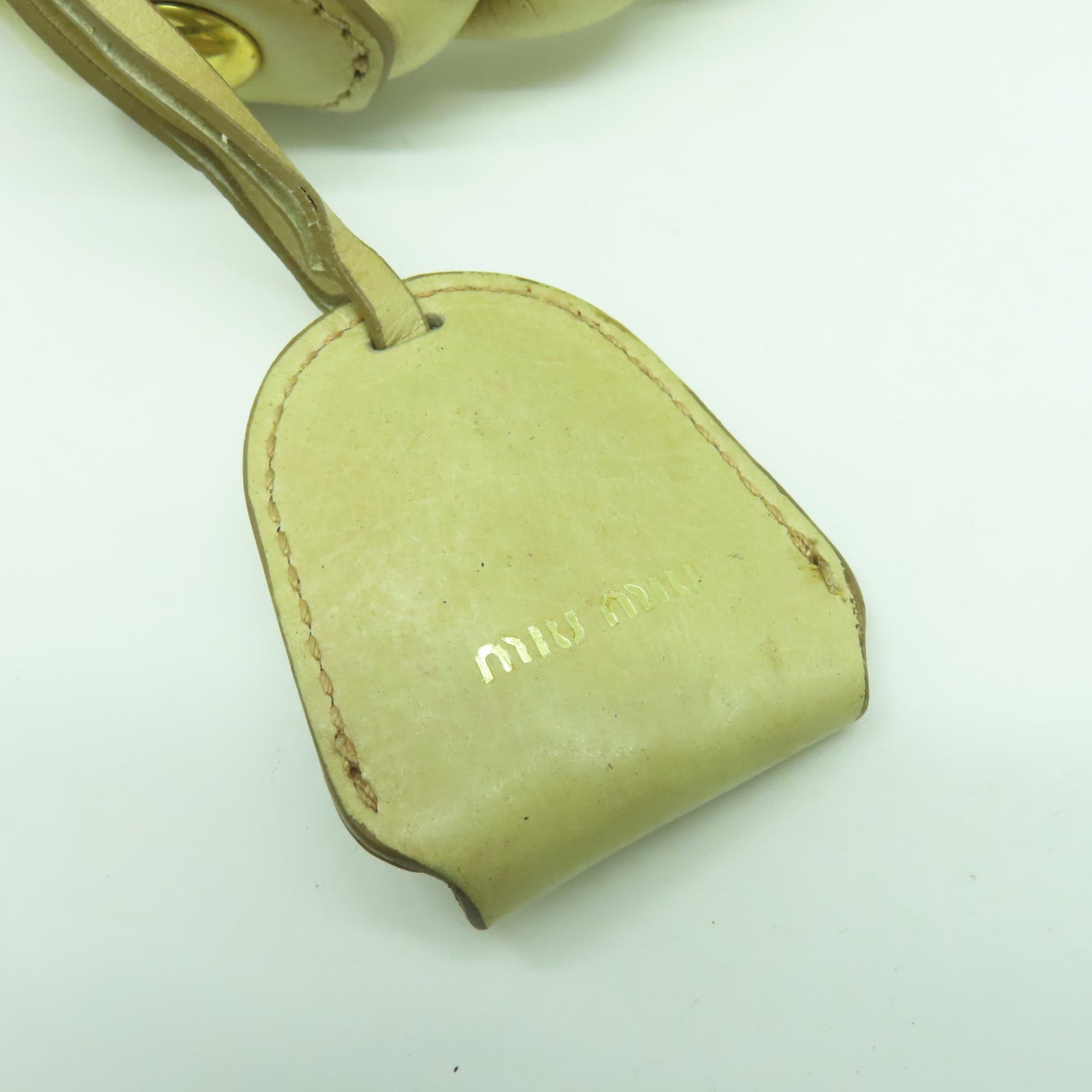 Miu Miu 牛皮皮革2 Way Shoulder Bag金扣手挽肩背兩用袋米色