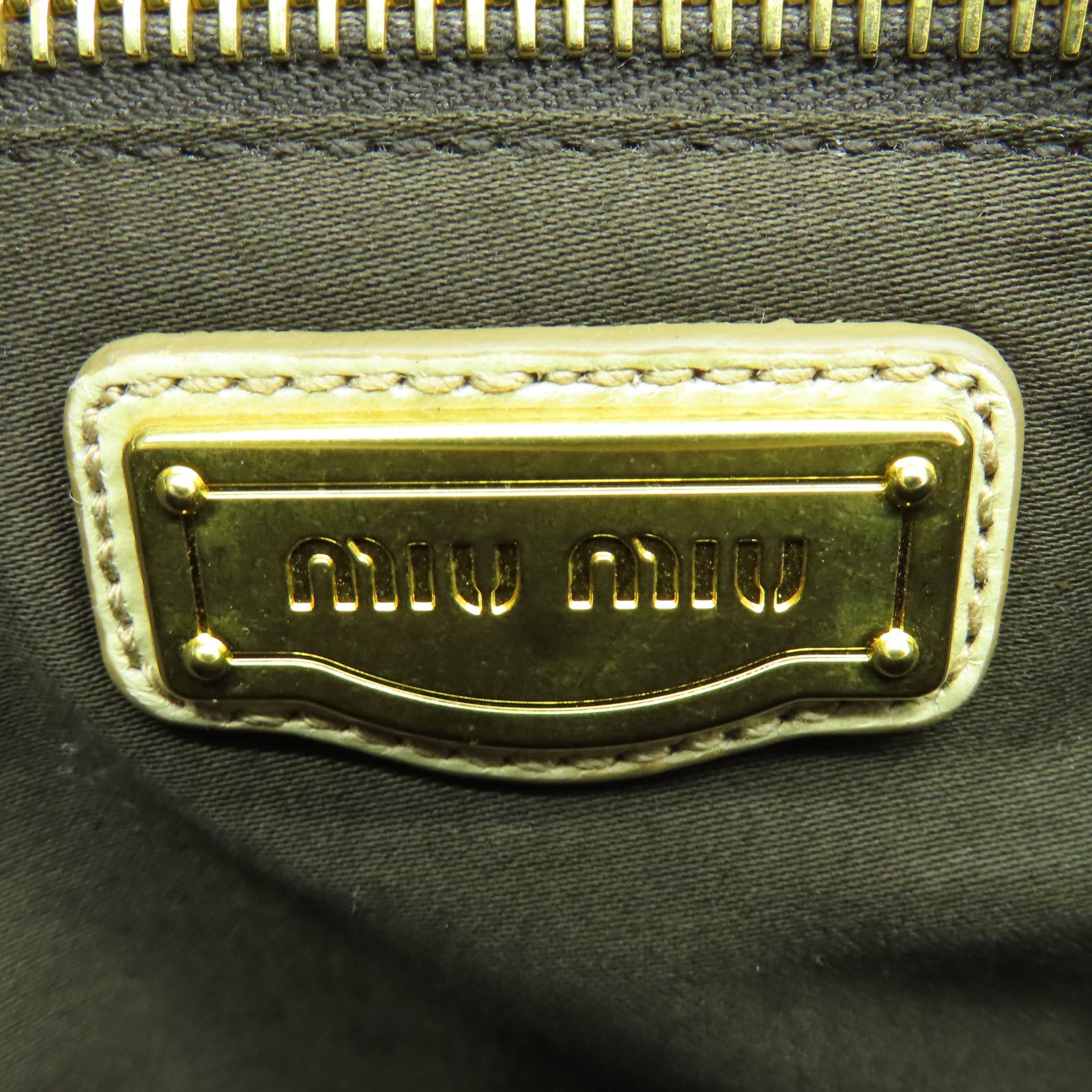 Miu Miu 牛皮皮革2 Way Shoulder Bag金扣手挽肩背兩用袋米色