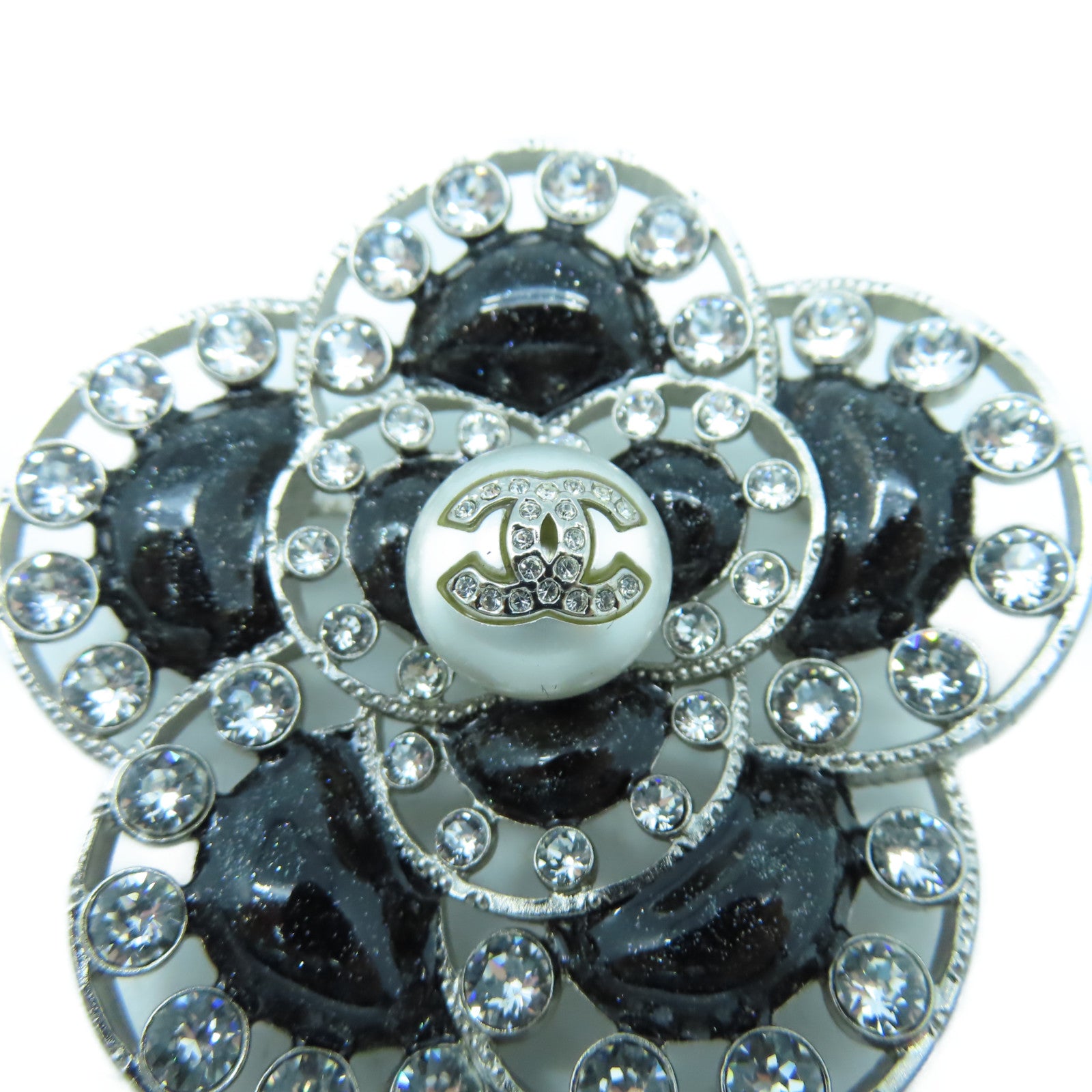 CHANEL 水晶/金屬Brooch胸針黑色
