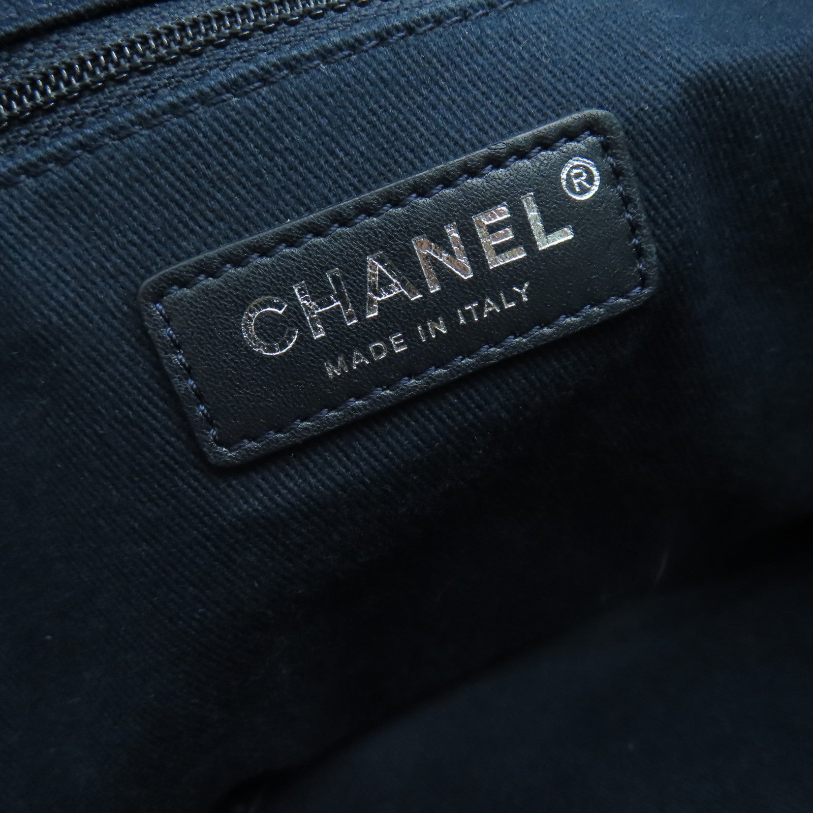 CHANEL 牛仔布Deauville Shopping Tote肩背袋银扣深蓝色