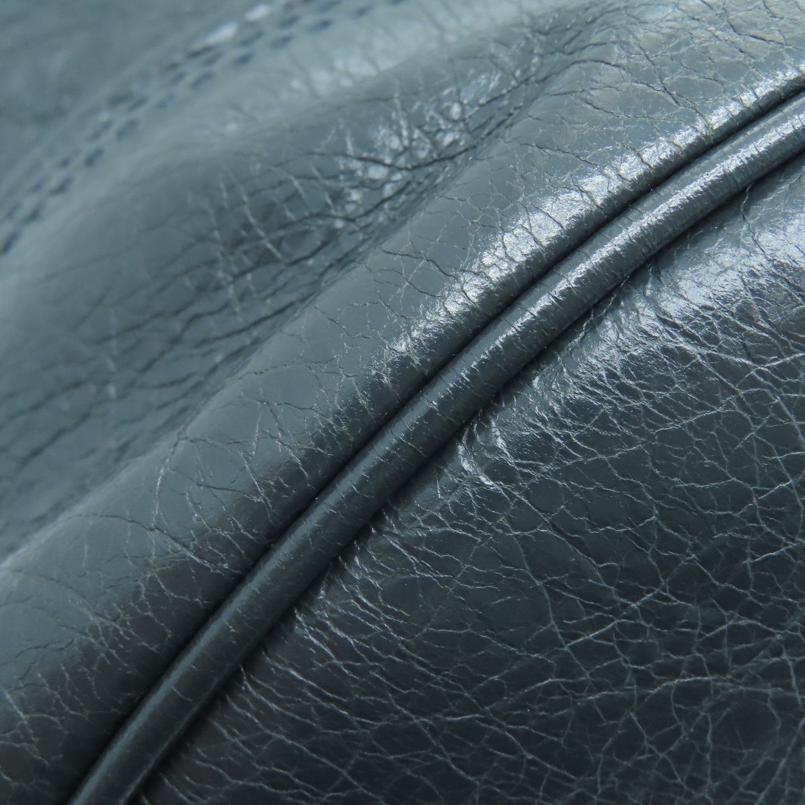 BALENCIAGA Cowhide Leather Giant Pom Pom Bucket Bag Gold Buckle Handle Shoulder Backpack Gray