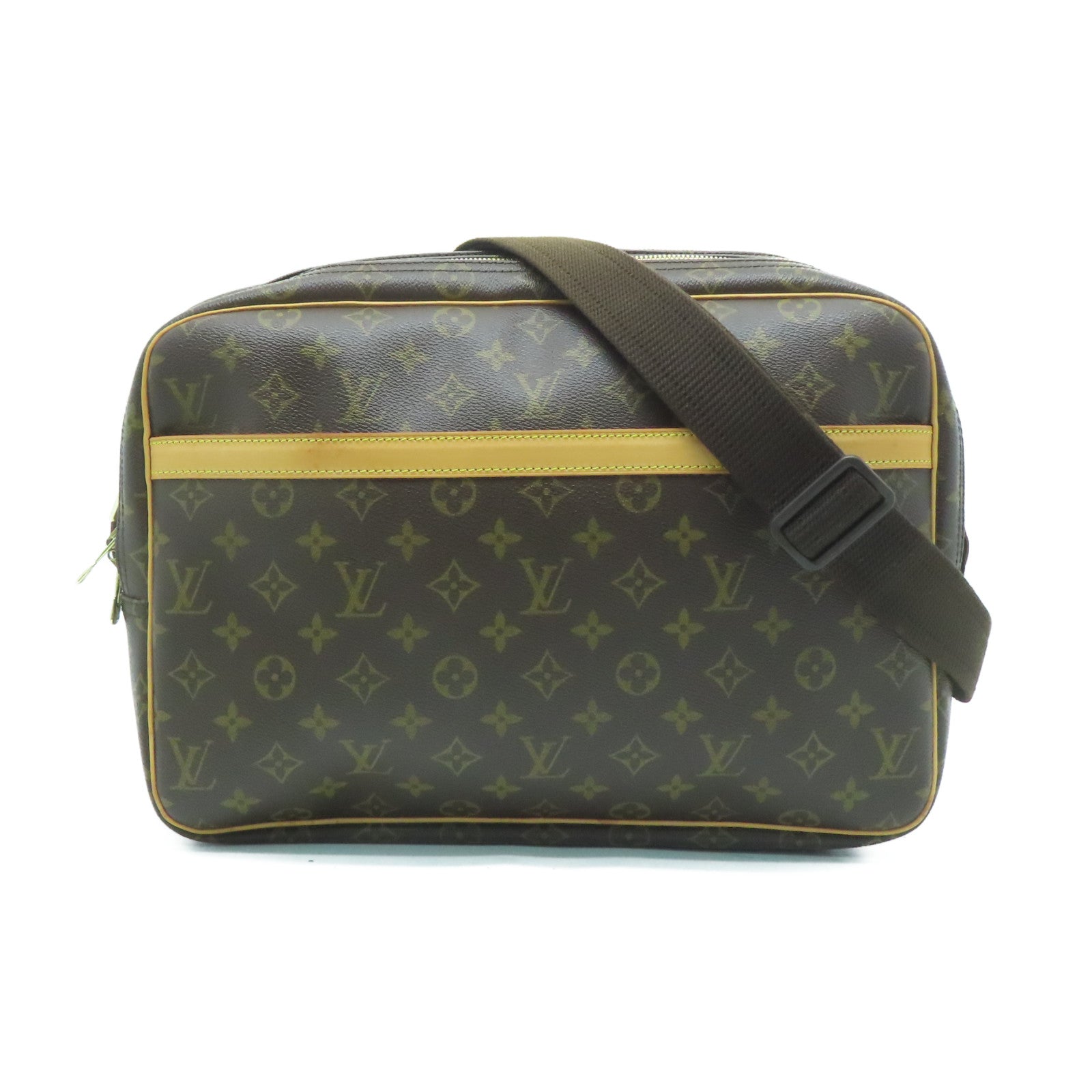 LOUIS VUITTON Monogram Reporter GM金扣肩背袋啡色