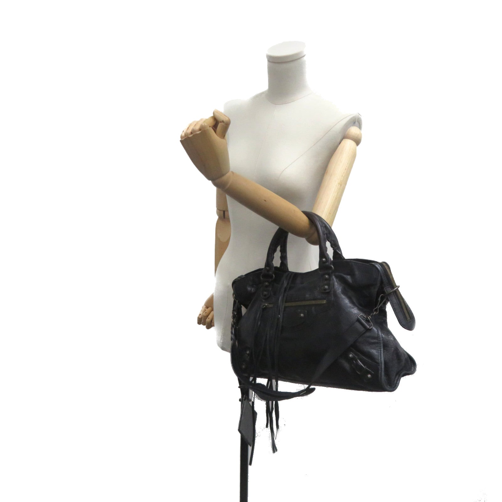 BALENCIAGA 牛皮皮革City 2Way Shoulder Bag手挽肩背两用袋黑色